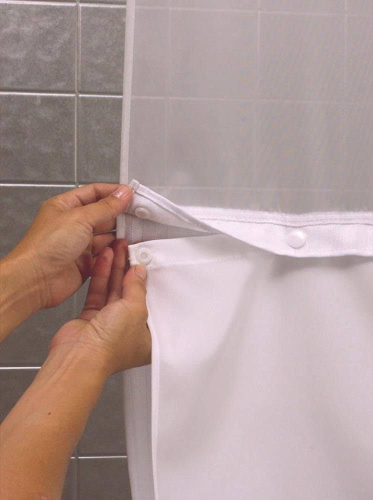 Hookless Fabric Snap-In Shower Curtain Liner 70x54 in White