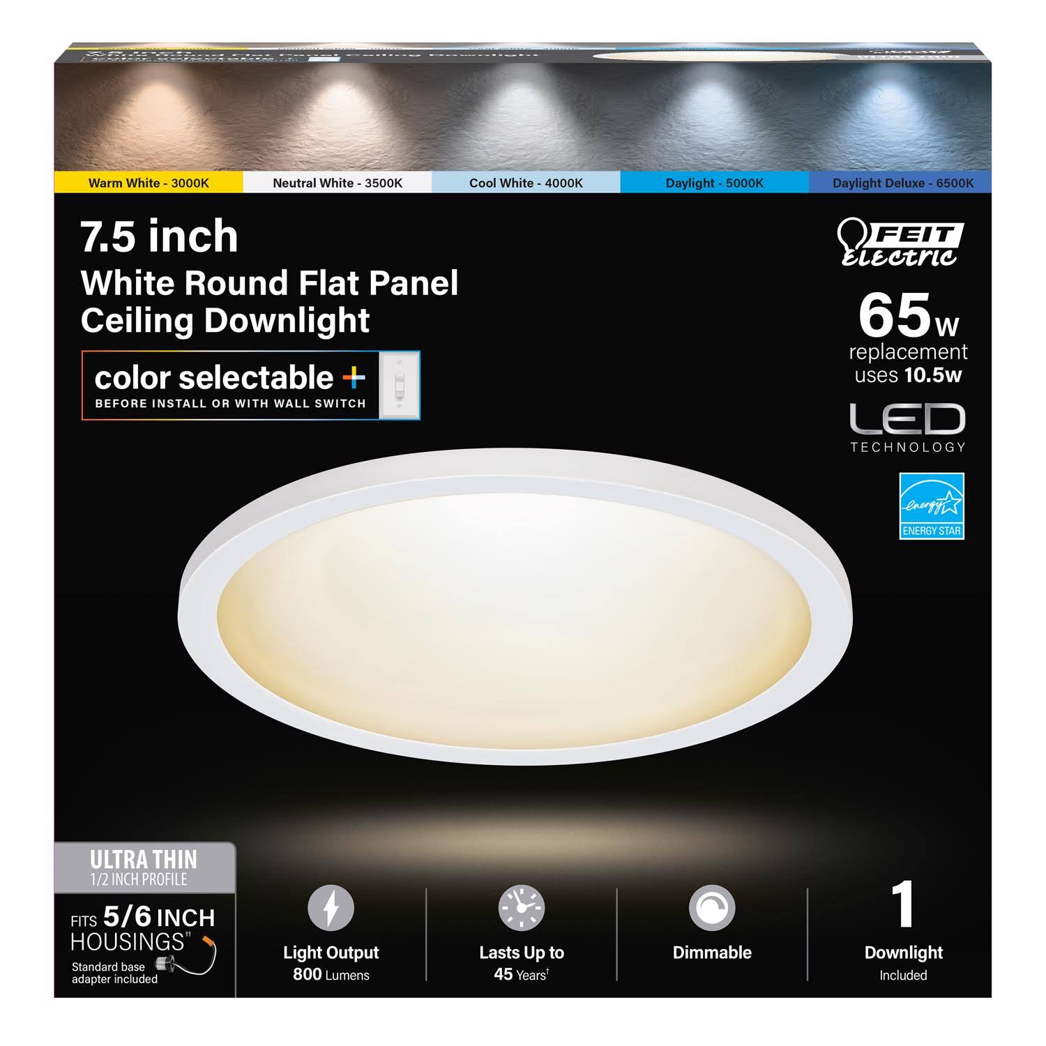Feit Electric 119881 7.5 in. Round Flat Panel Light White