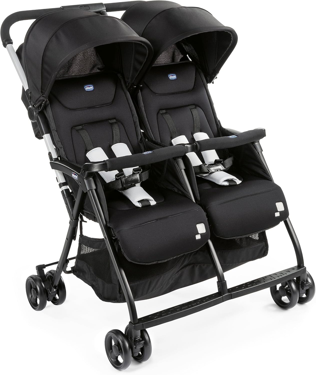 Poussette double tandem Ohlalà inclinable pliable jumeaux jusqu’à 15kg capote extensible noir