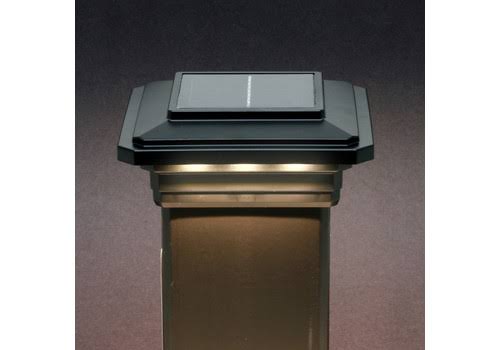 Solar Post Cap Light for Trex Post Sleeves by Ultra Bright Technologies-Charcoal Black-4-9/16 in
