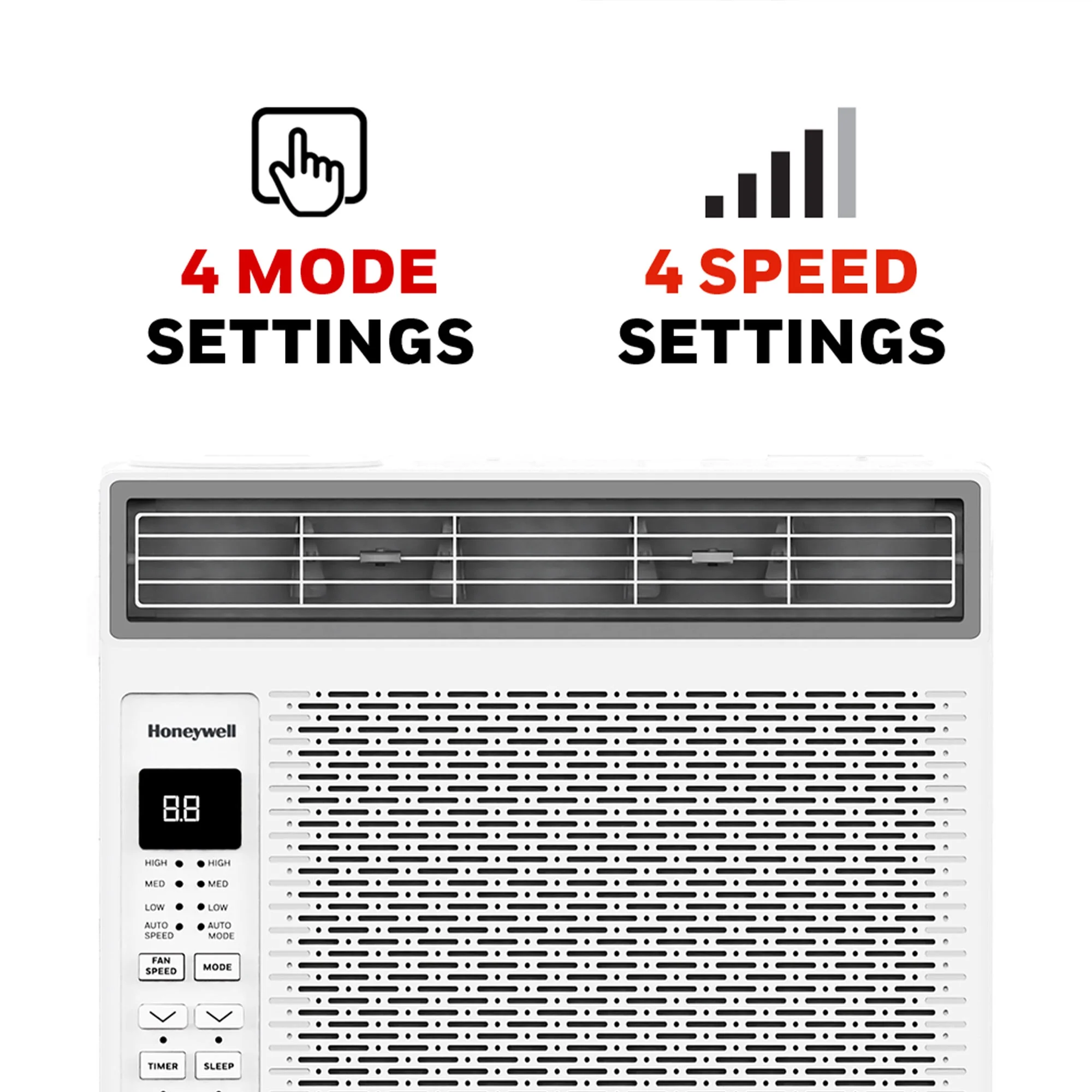 Honeywell 6, 000 BTU Digital Window Air Conditioner, Remote, LED Display, 4 Modes, Eco, 250 Sq Ft Coverage