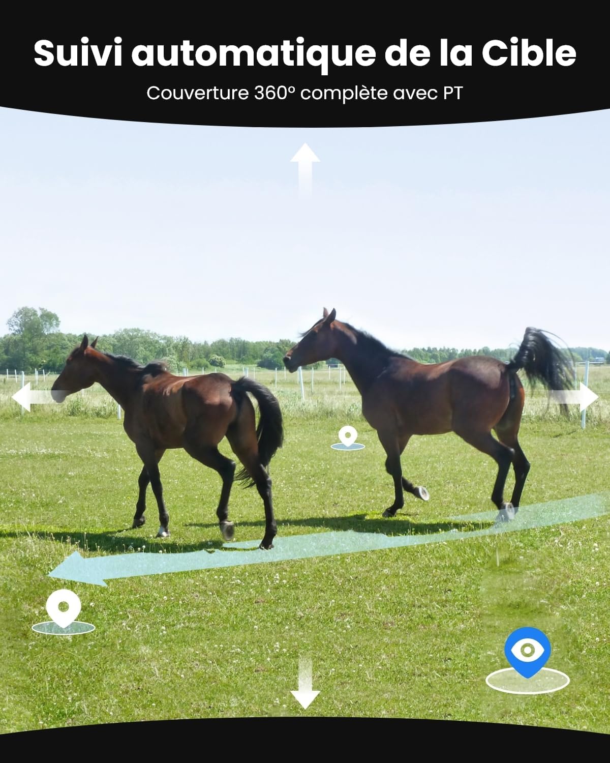 Caméra surveillance 4G LTE double objectif 4K SIM incluse PTZ suivi auto zoom hybride 6X IR sans lueur panneau solaire