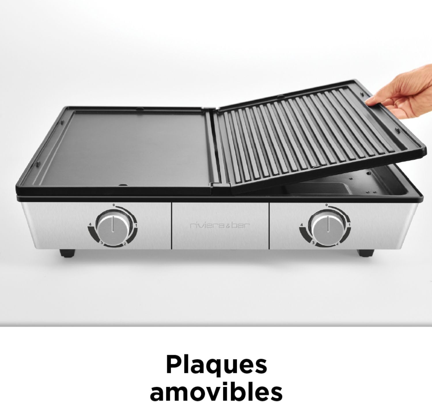 Plancha grill bi zone 1910 cm² plaques inclinées thermostats indépendants inox