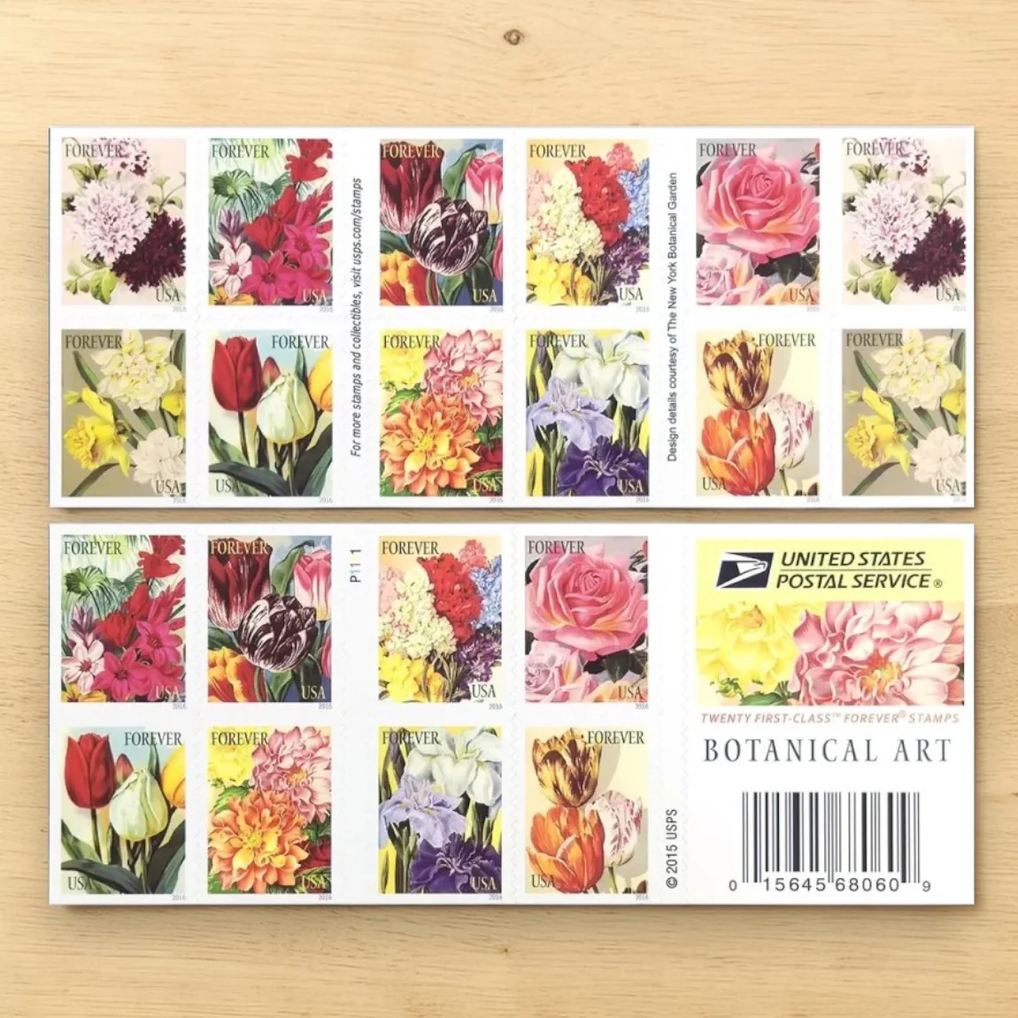 2015 Botanical Art Forever Postage Stamps Sheet First-Class Postage