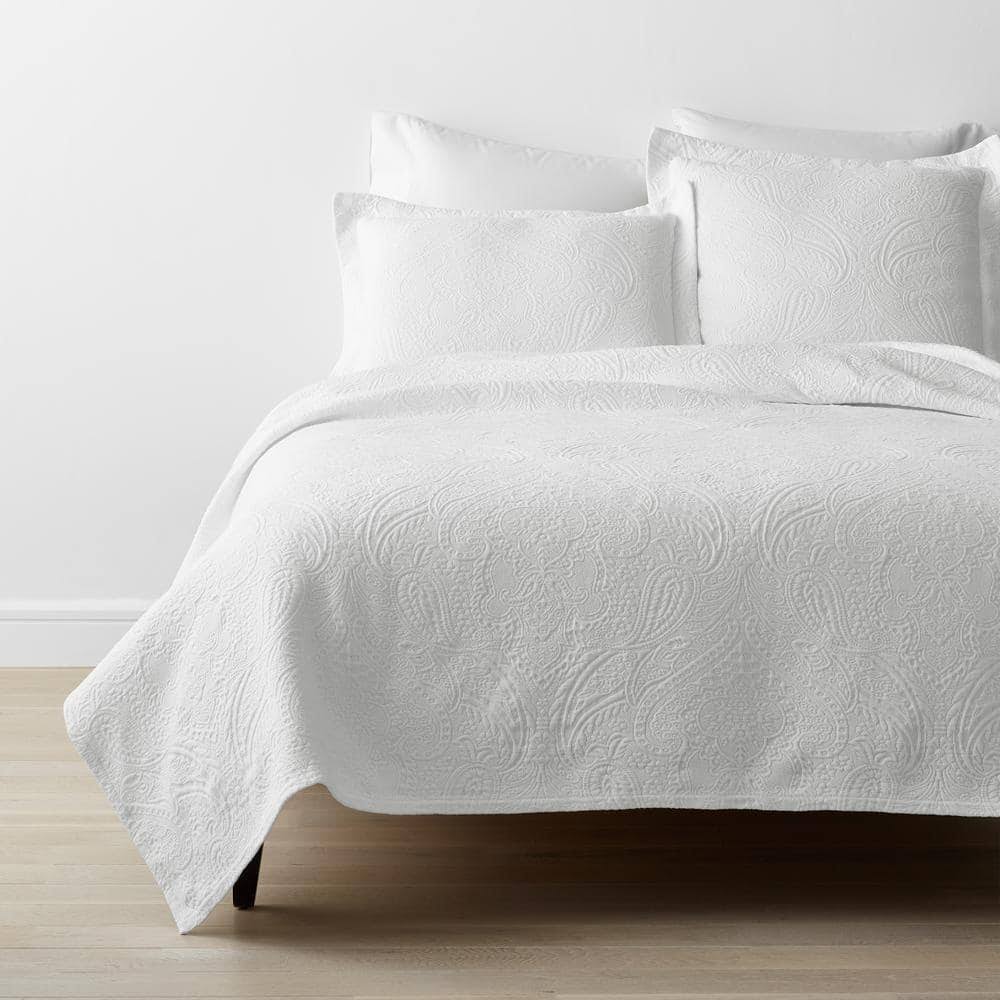 The Company Store Hillcrest Cotton Matelasse White Floral Twin Coverlet
