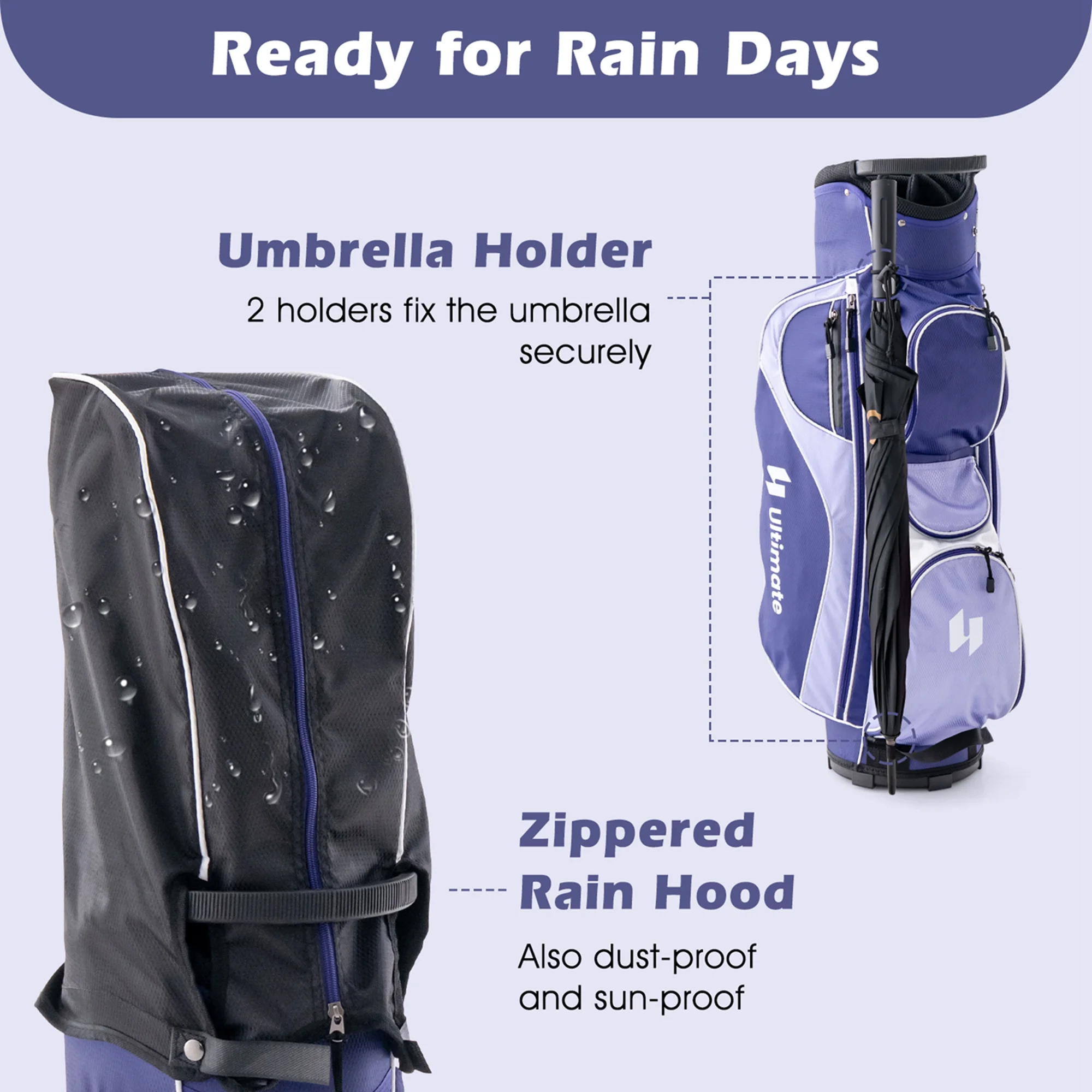 Ultimate Womens Complete Golf Club Set Golf Club Package Set W/ Rain Hood, Right Hand Purple