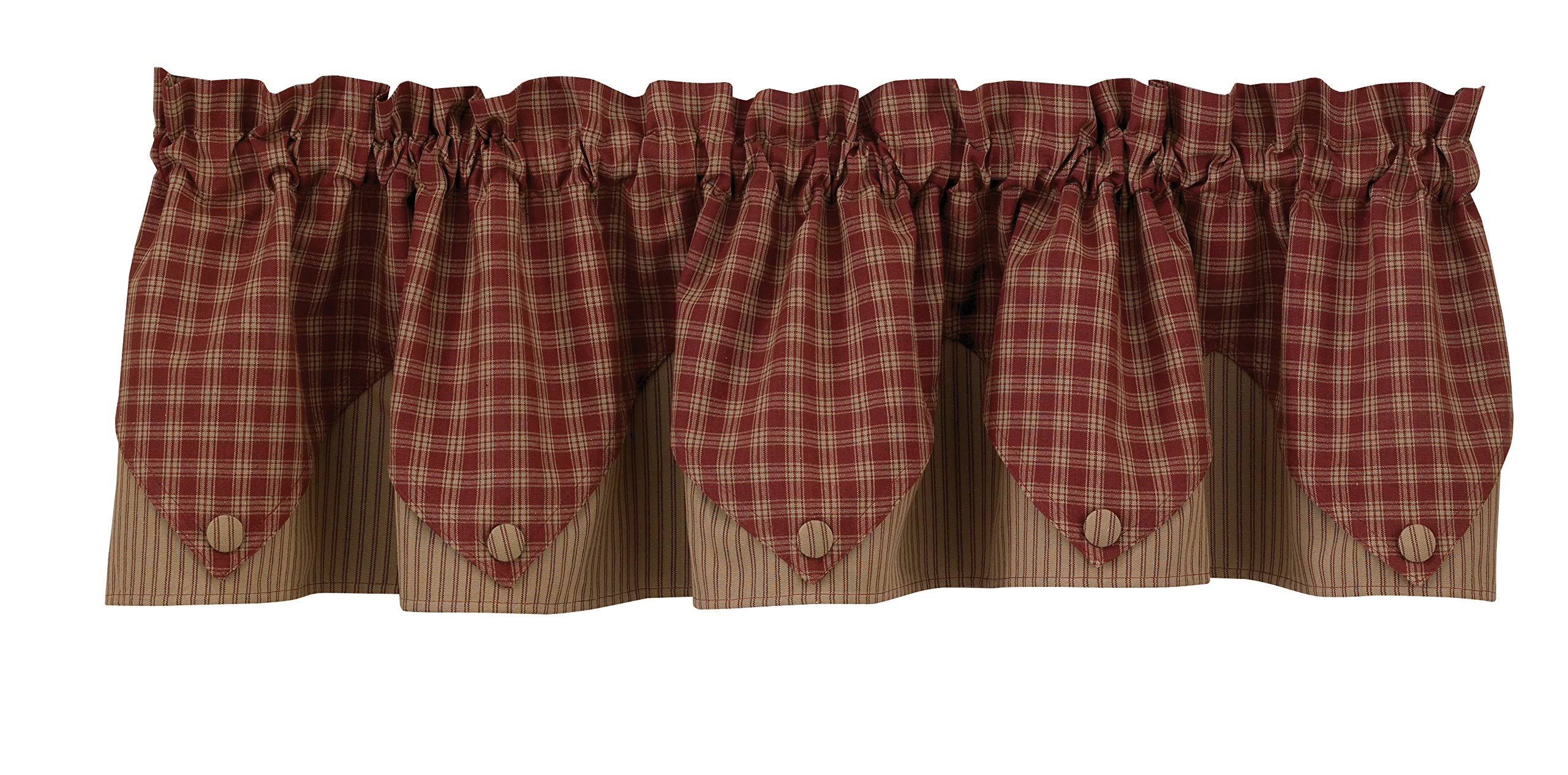 Park Designs Sturbridge Lined Point Valance, Wine/Tan