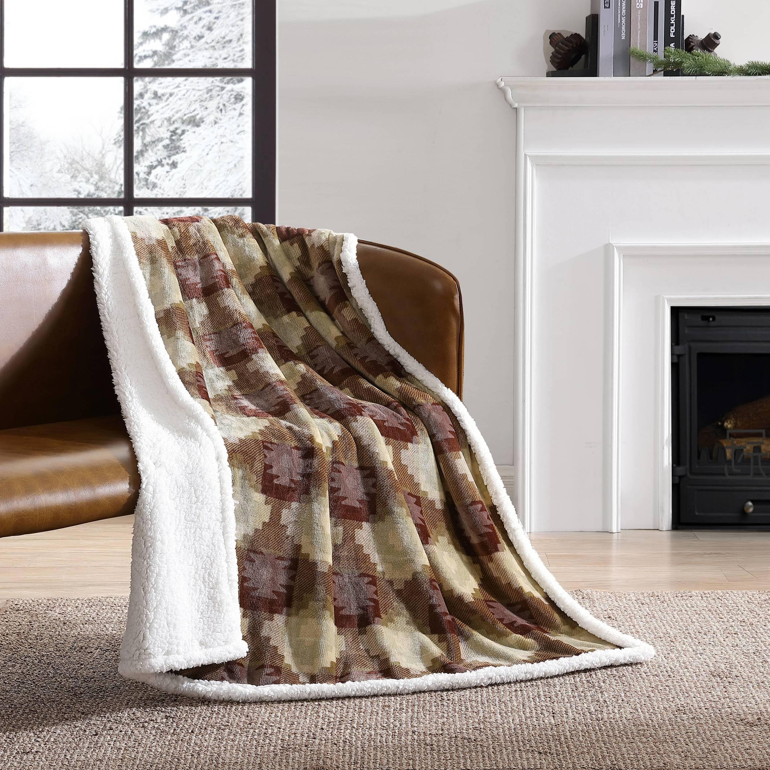 Eddie Bauer Copper Creek Ultra Soft Plush Sherpa Throw, Brown