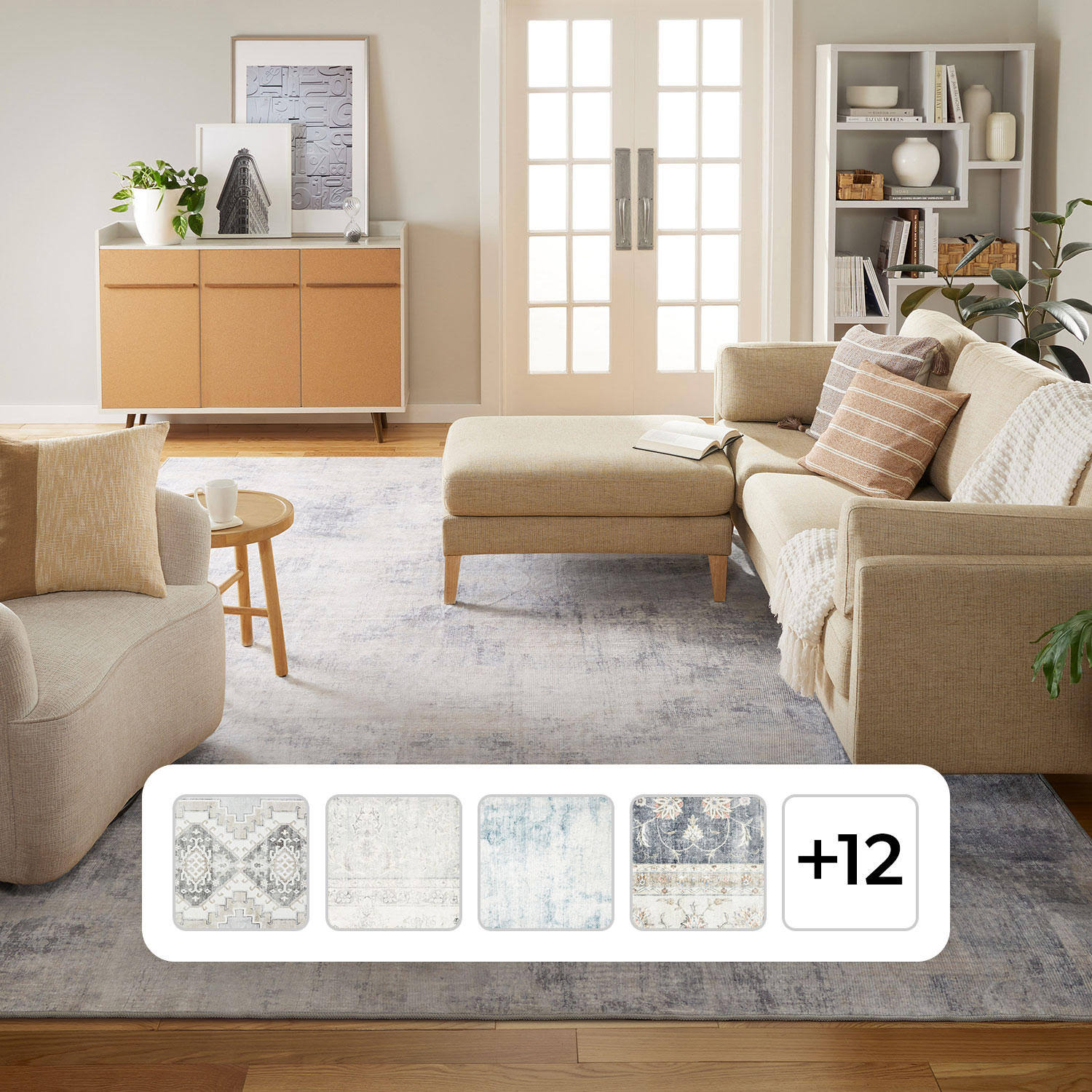 Member's Mark Everwash Washable Area Rug, Soft Grey