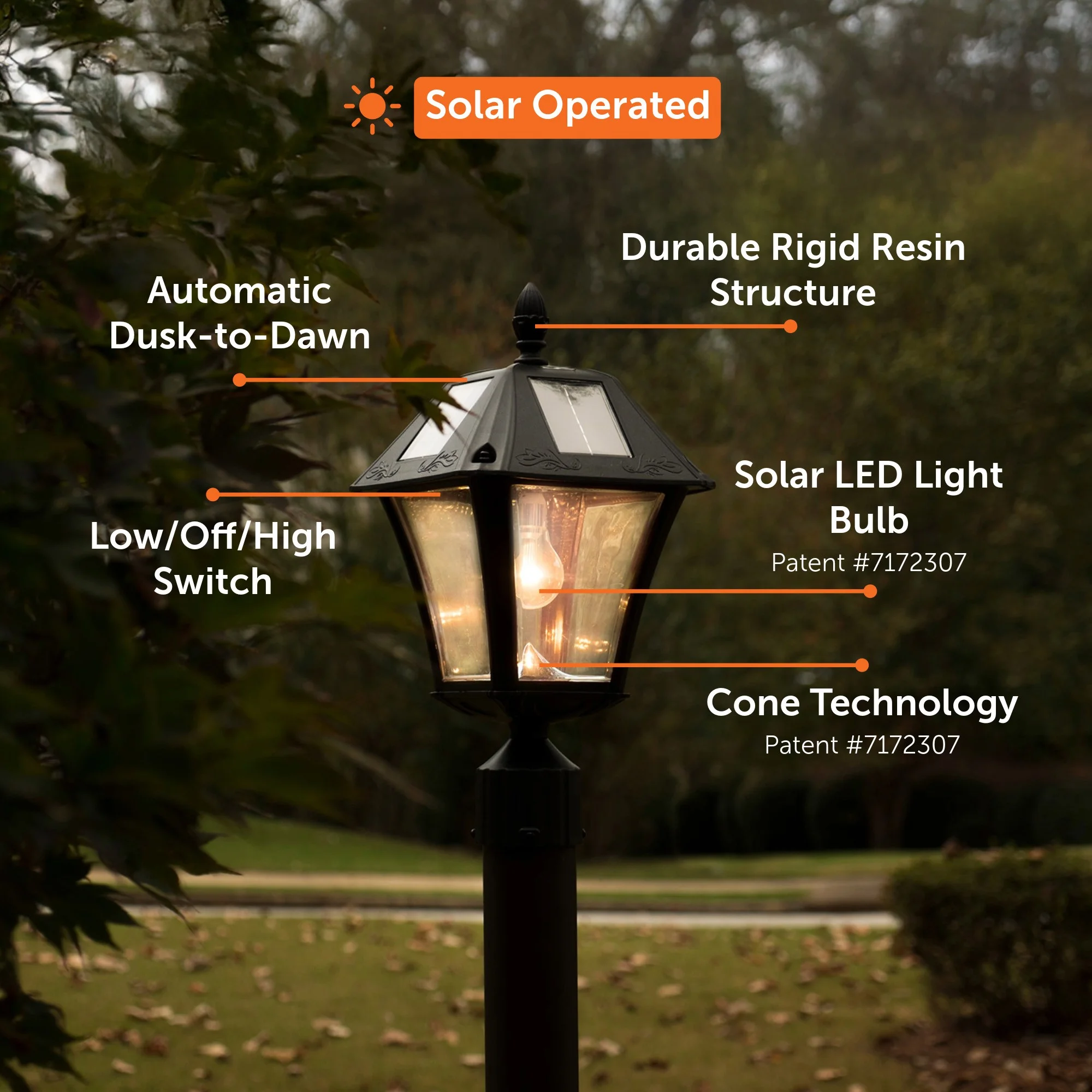 Gama Sonic Baytown II Solar Light in Bright White - Wall/Pier/ 3 in Fitter Mounts - Black Finish