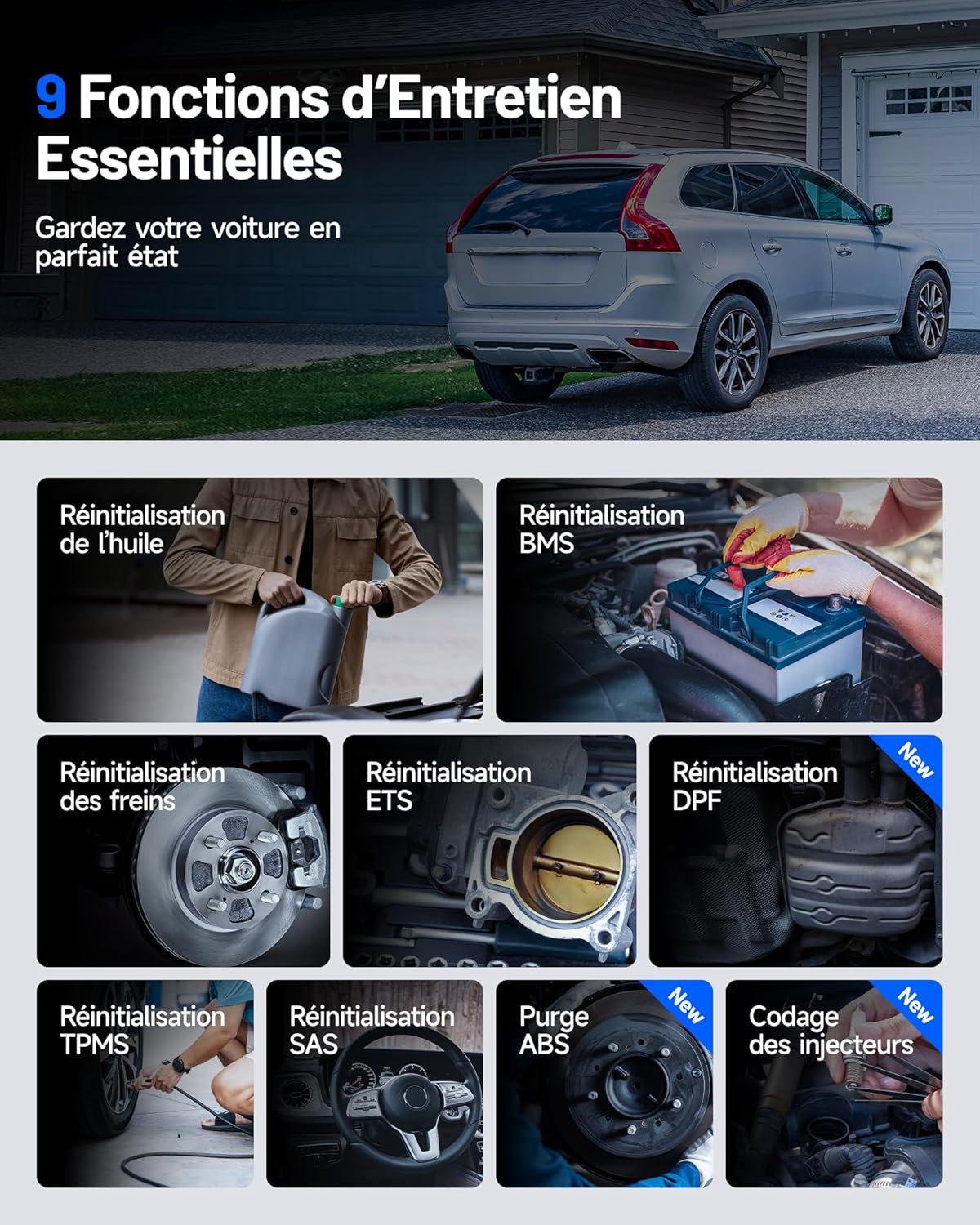 Valise diagnostic auto ArtiDiag600S OBD2 4 systèmes 9 réinitialisations fonctions complètes