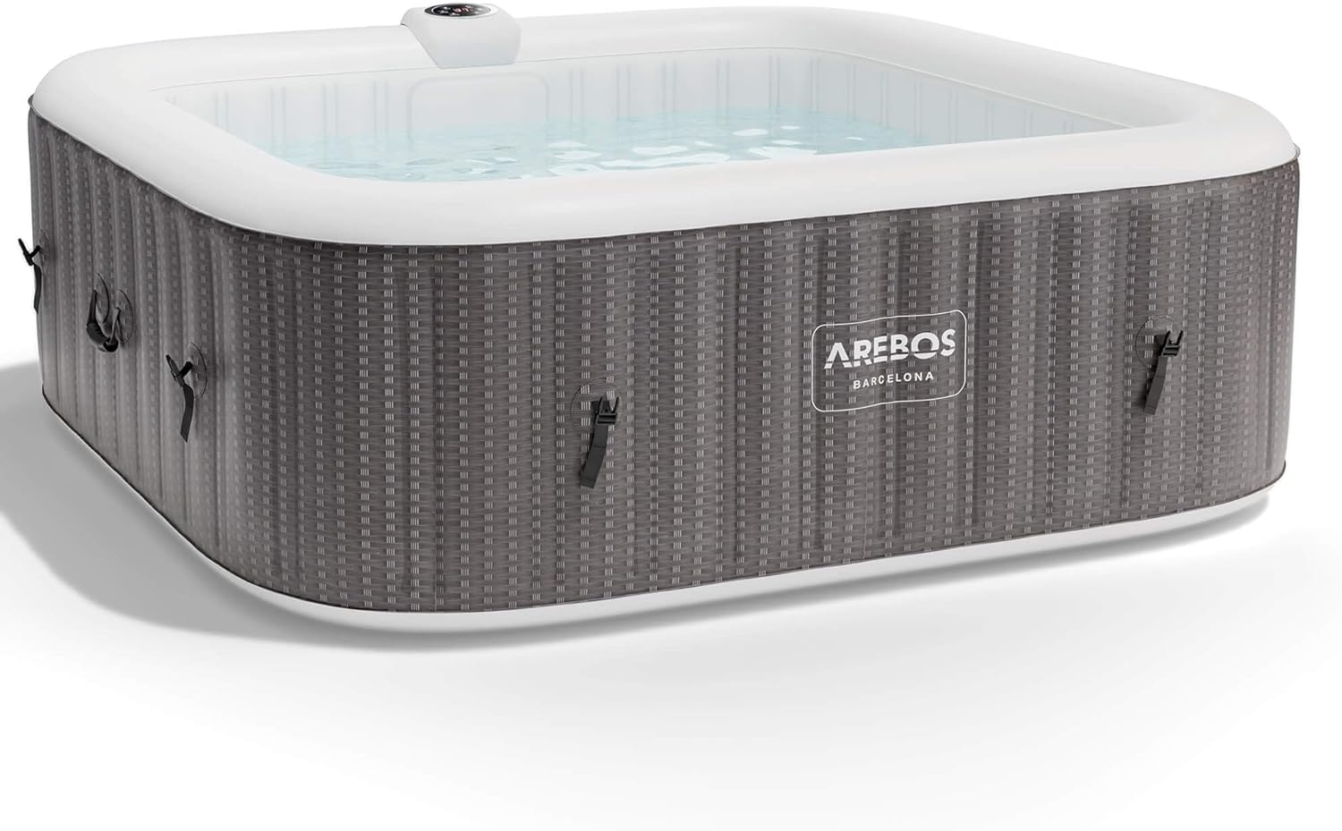Spa gonflable 2400W extérieur 6 personnes 185 x 185 cm 130 buses massage 910 L chauffage gonflage bouton poussoir couverture incluse