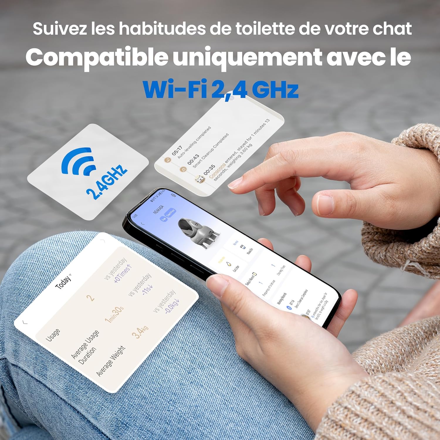 Litière auto nettoyante ouverte contrôle application élimination sans odeur