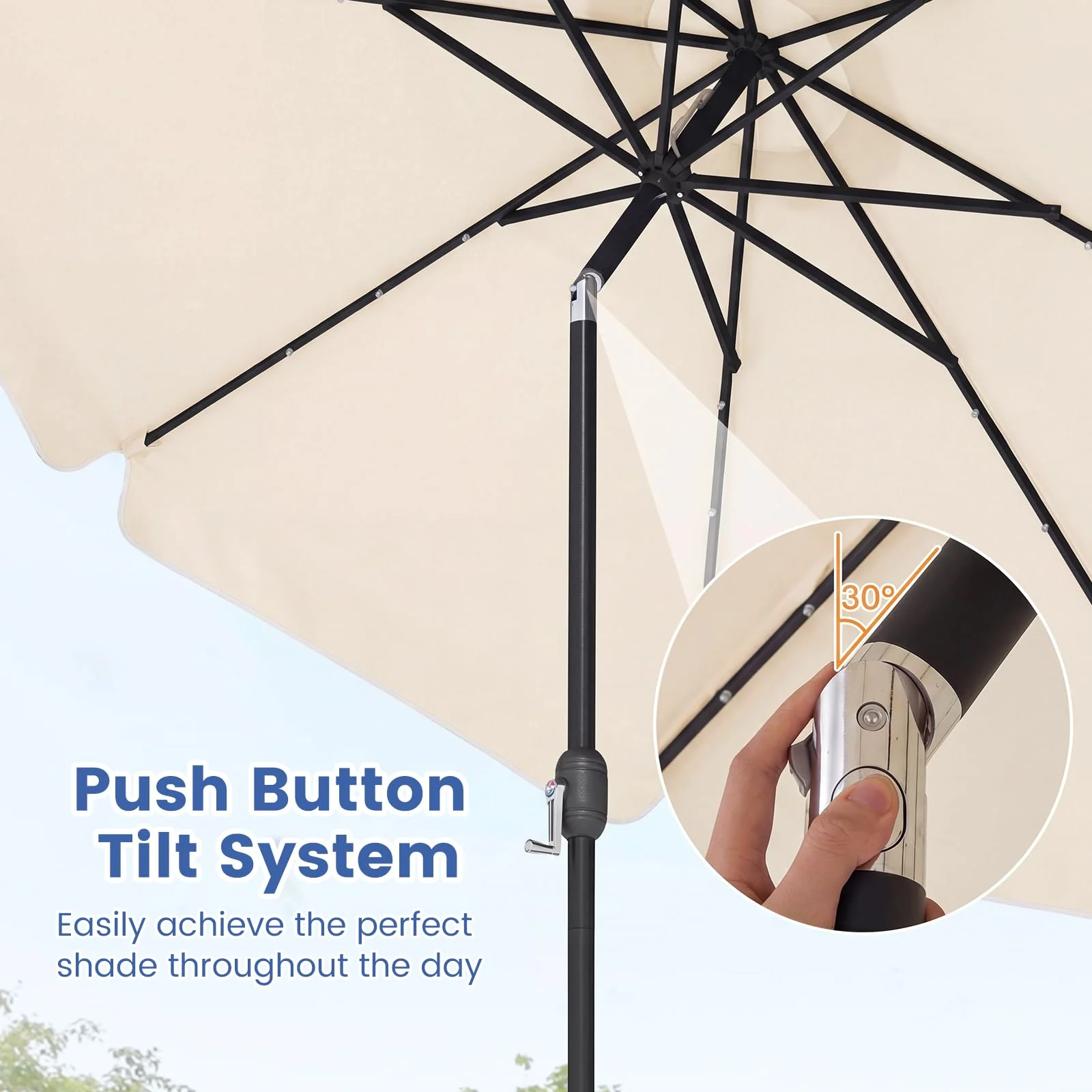 Tangkula 10 FT Solar Patio Umbrella with Base Included