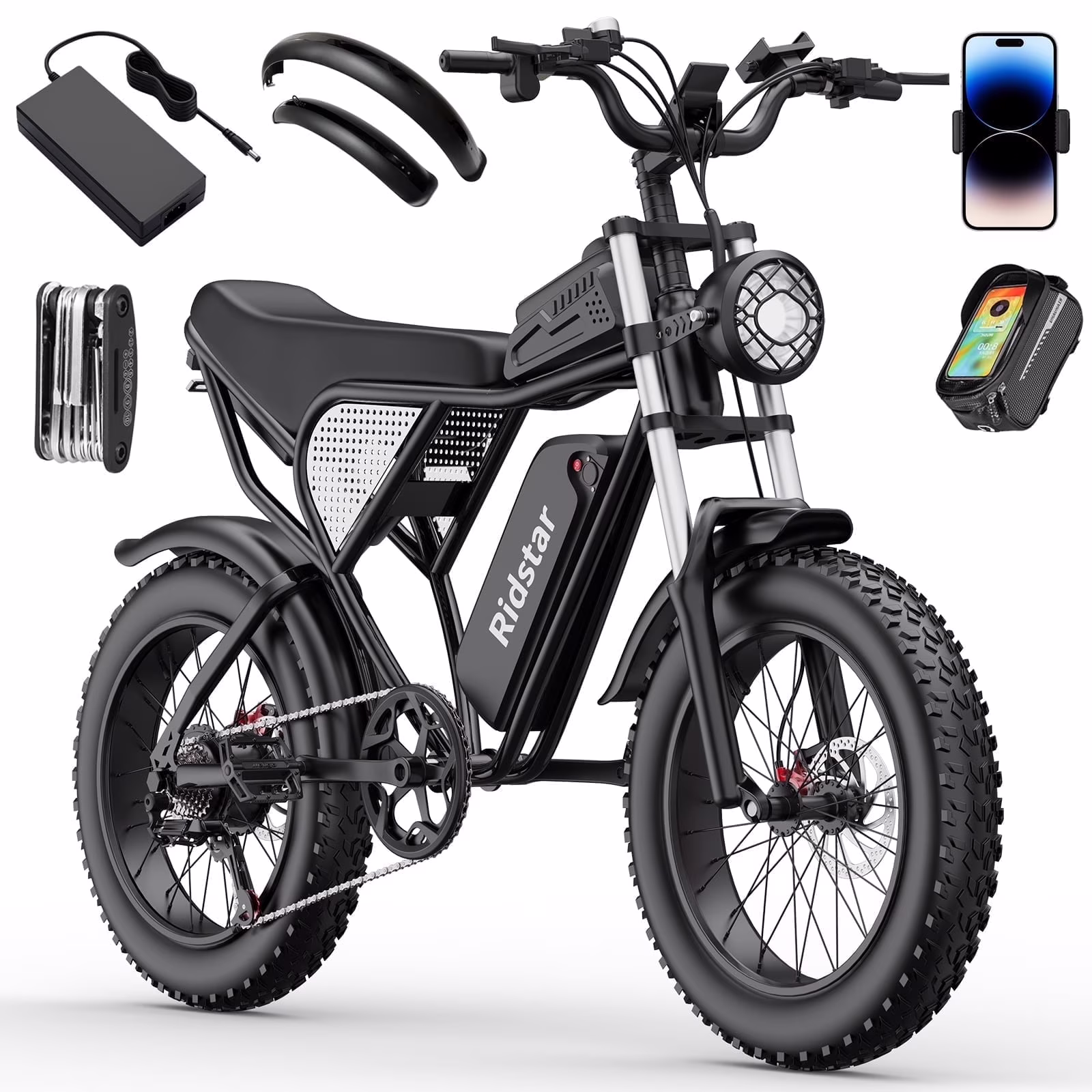 Ridstar 1500W Electric Bike for Adults, 33MPH 48V 20ah Electric Bicycle, 20