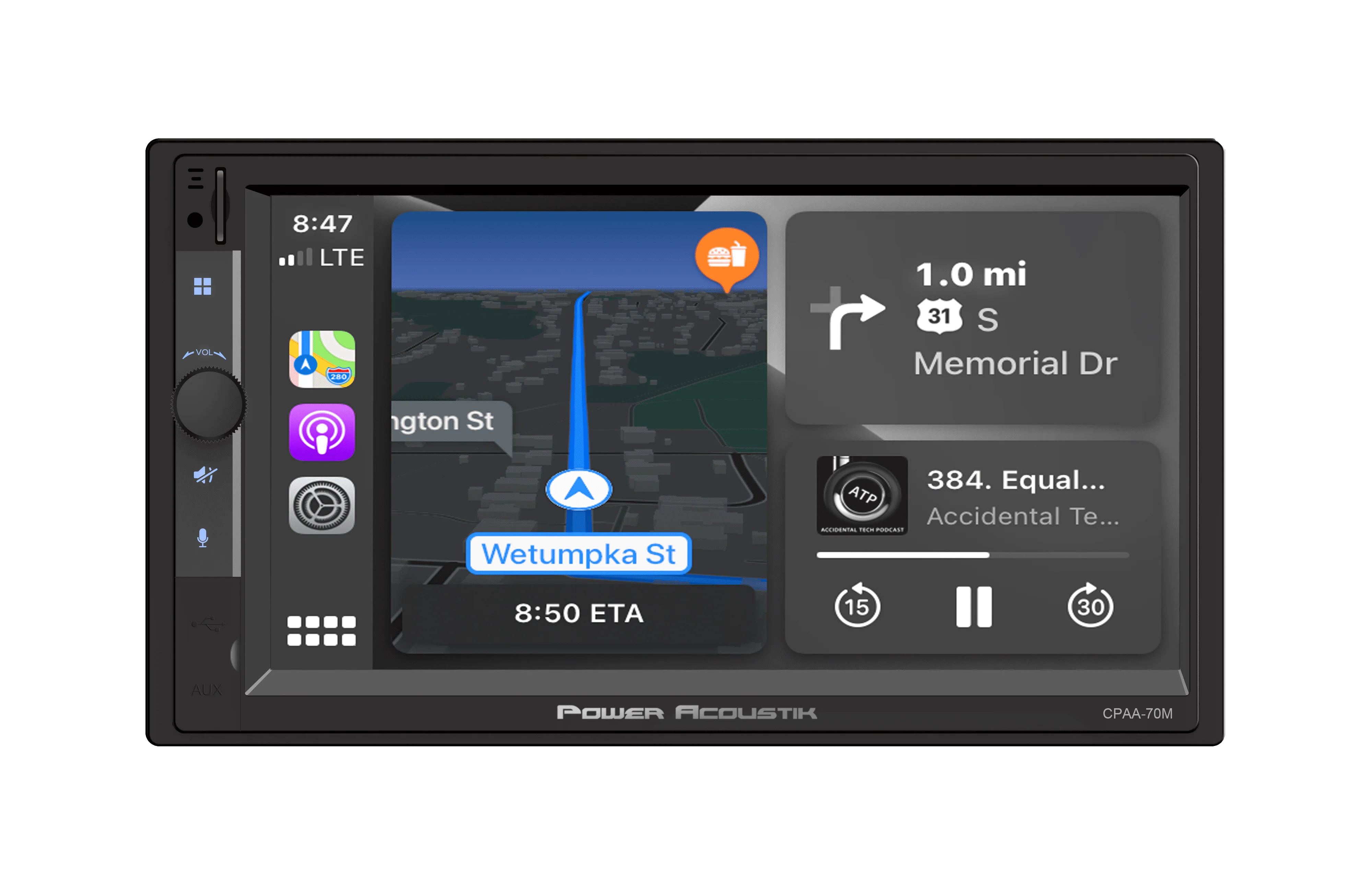 Power Acoustik Car Stereo Combo | Car Play/Android Auto Receiver & (4) 6.5