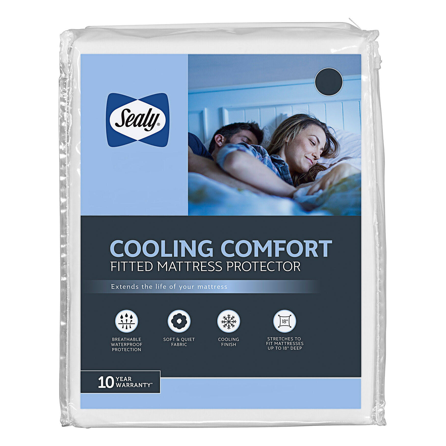 Sealy Cool Comfort Fitted Mattress Protector Full, White