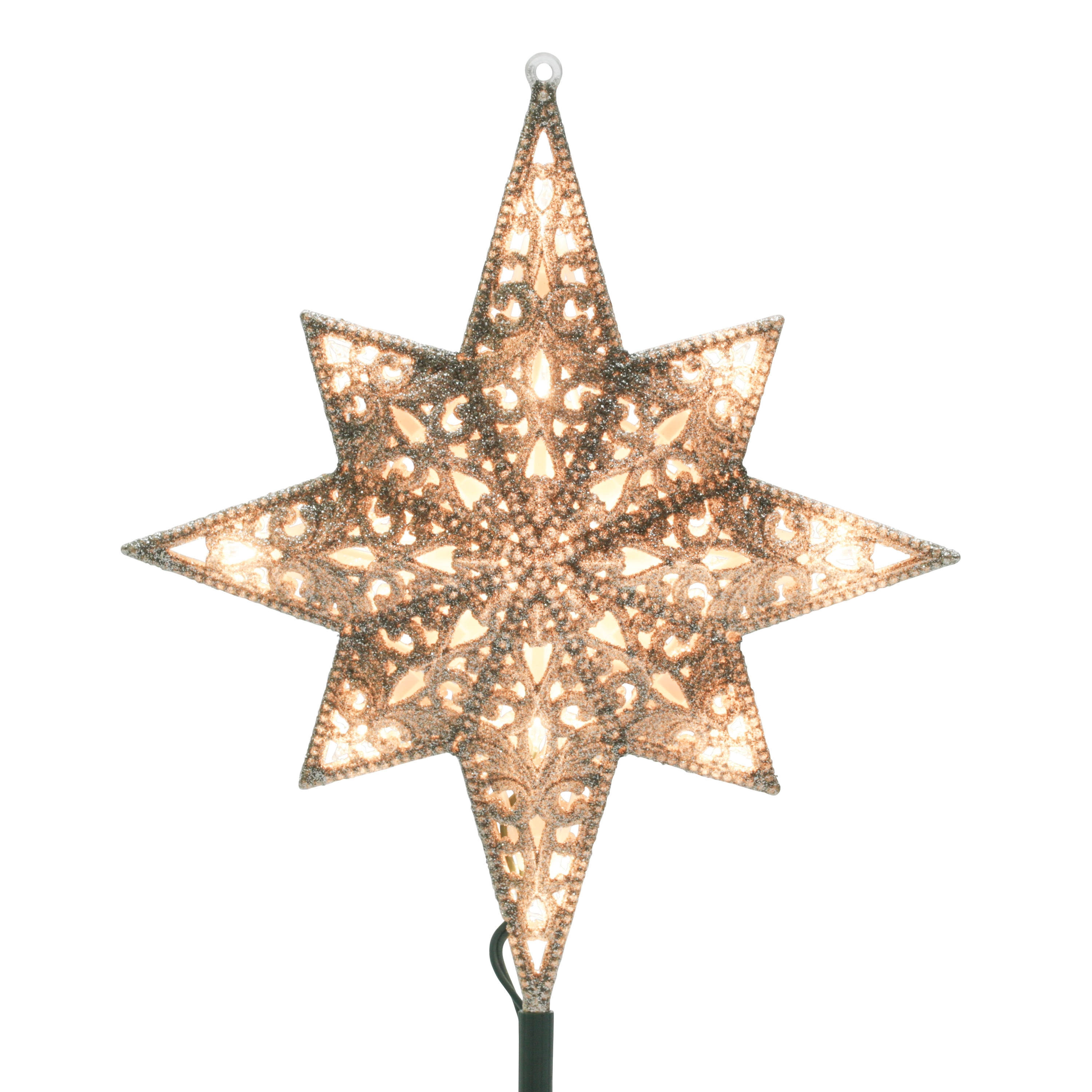 GE Holiday Classics 11 in. 16-Light Silver Glittered Bethlehem Star Tree Top
