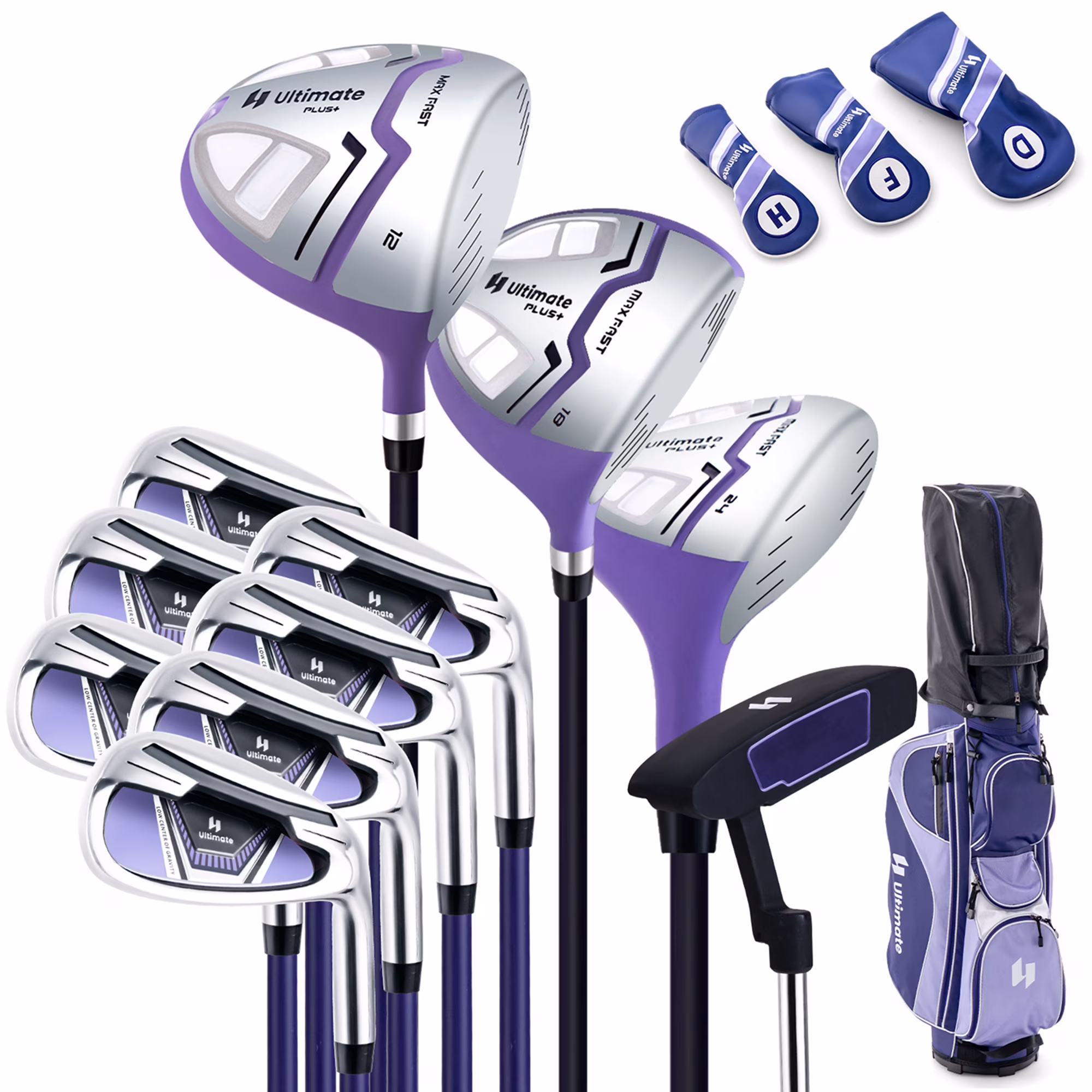Ultimate Womens Complete Golf Club Set Golf Club Package Set W/ Rain Hood, Right Hand Purple