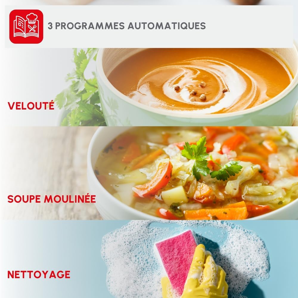 Blender mixeur soupe maker 1100W bol 2 L 3 programmes