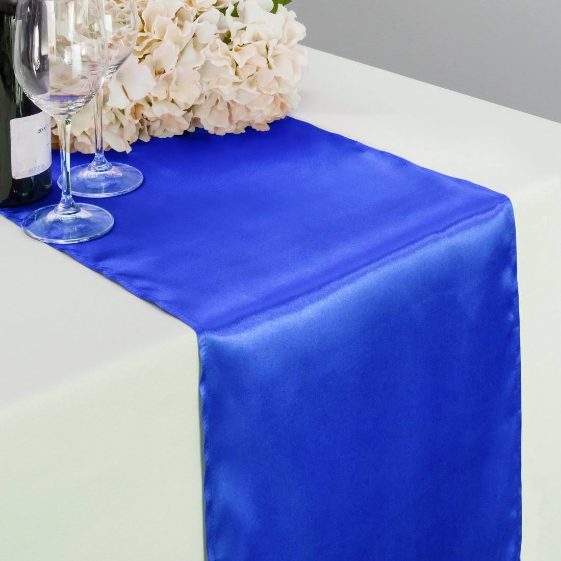 Linentablecloth 14 x 108 in. Satin Table Runner Royal Blue