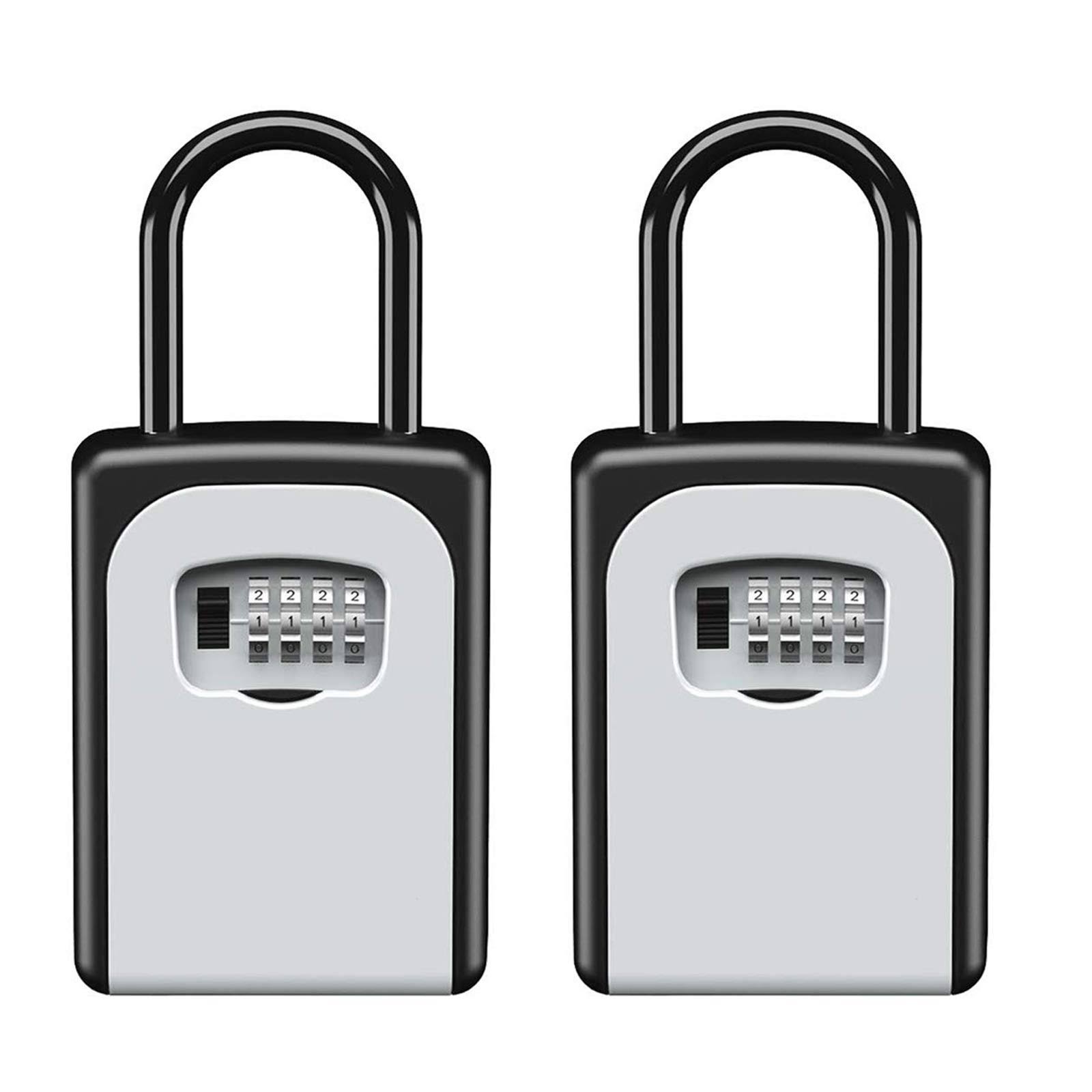 Fayleeko Key Lock Box Wall Mounted, Portable Lock Box for House Key, 5 Key Capacity, Weatherproof Resettable Code House Key Safe Security