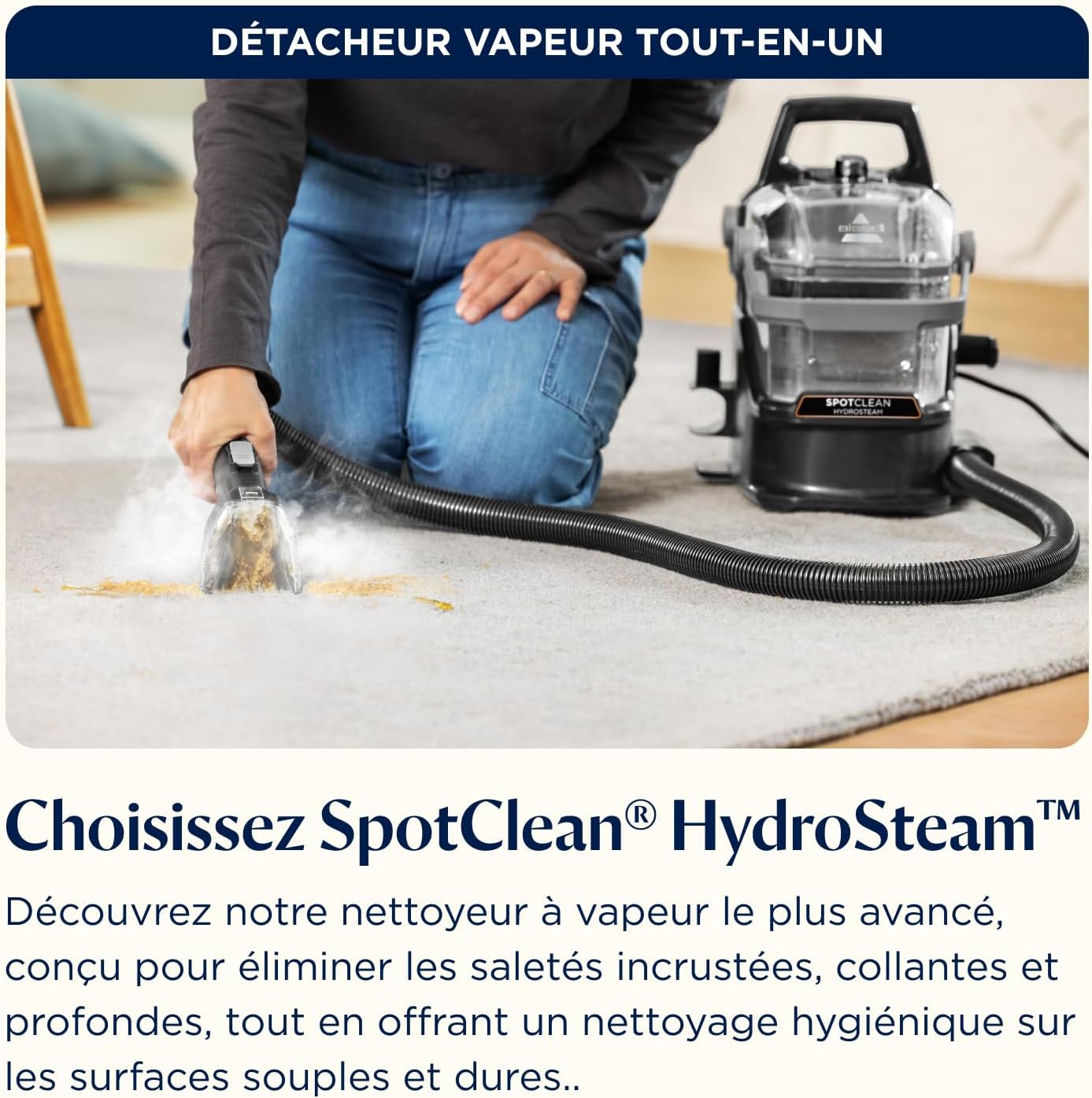Shampouineuse canapé SpotClean HydroSteam 1000W nettoyage vapeur tapis moquettes meubles tissus voiture 3689N