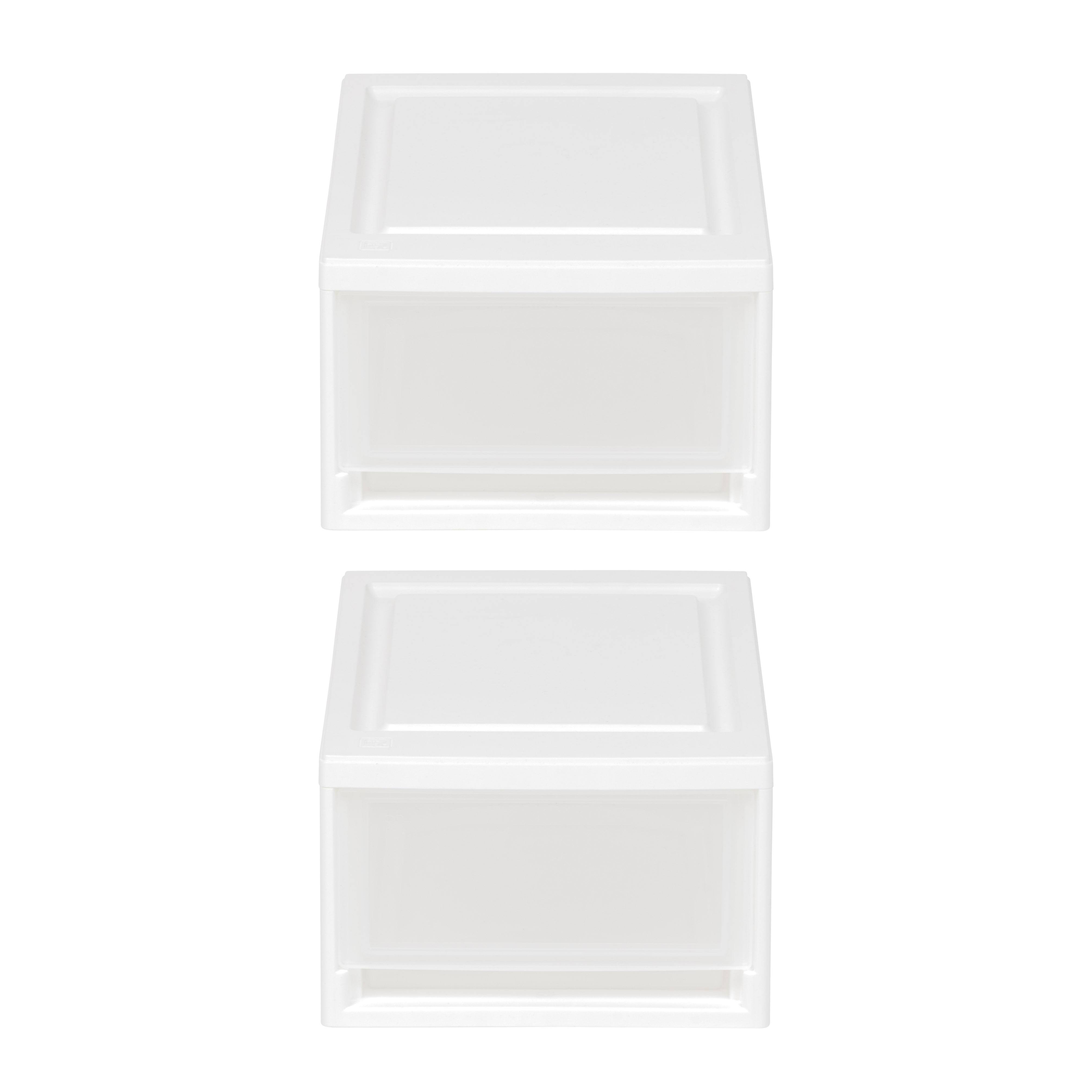 Iris USA Plastic Storage Modular Stacking Drawers Set - White - 6 qt