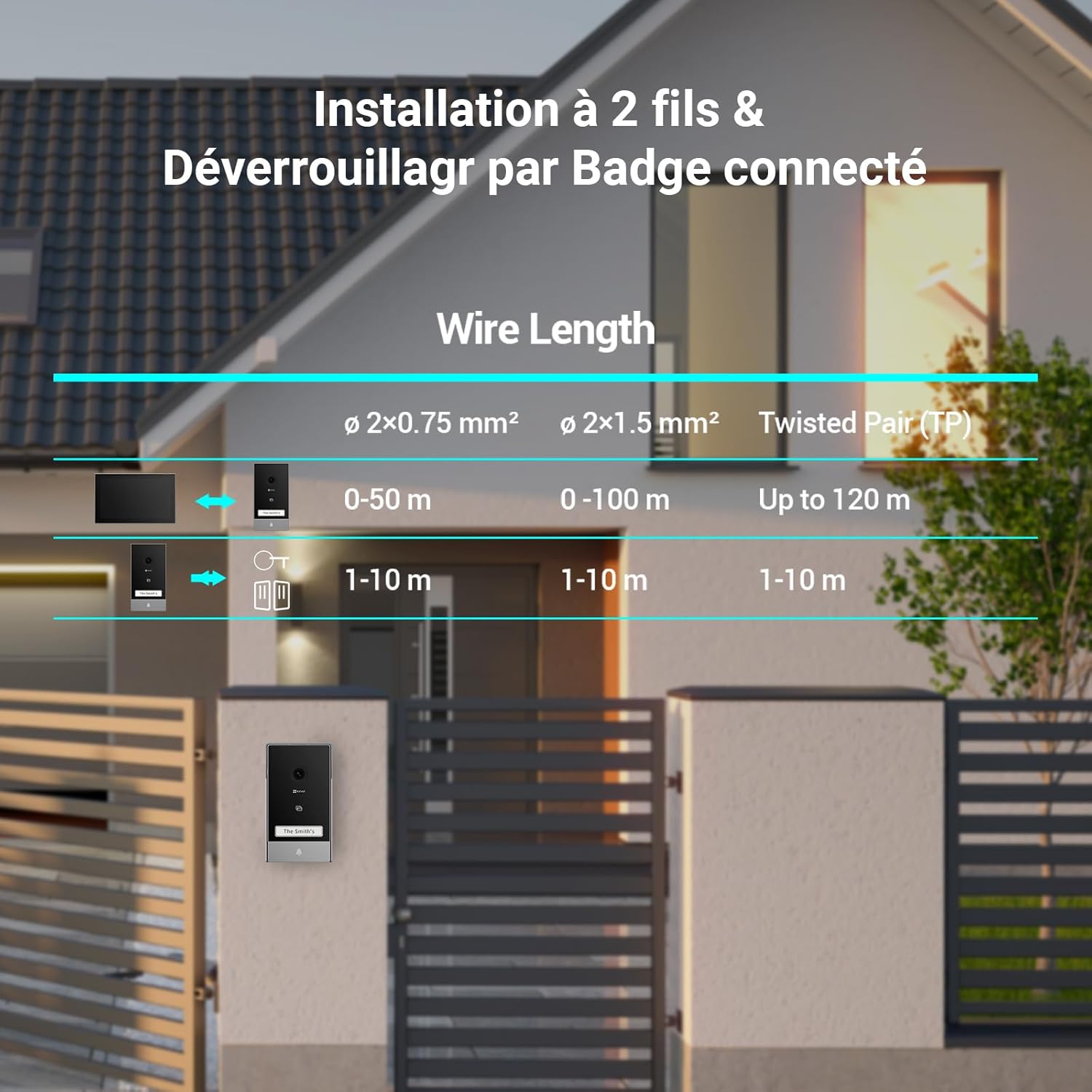 Visiophone connecté HP7 2K écran 7 pouces détection humaine RFID audio bidirectionnel vision nocturne WiFi