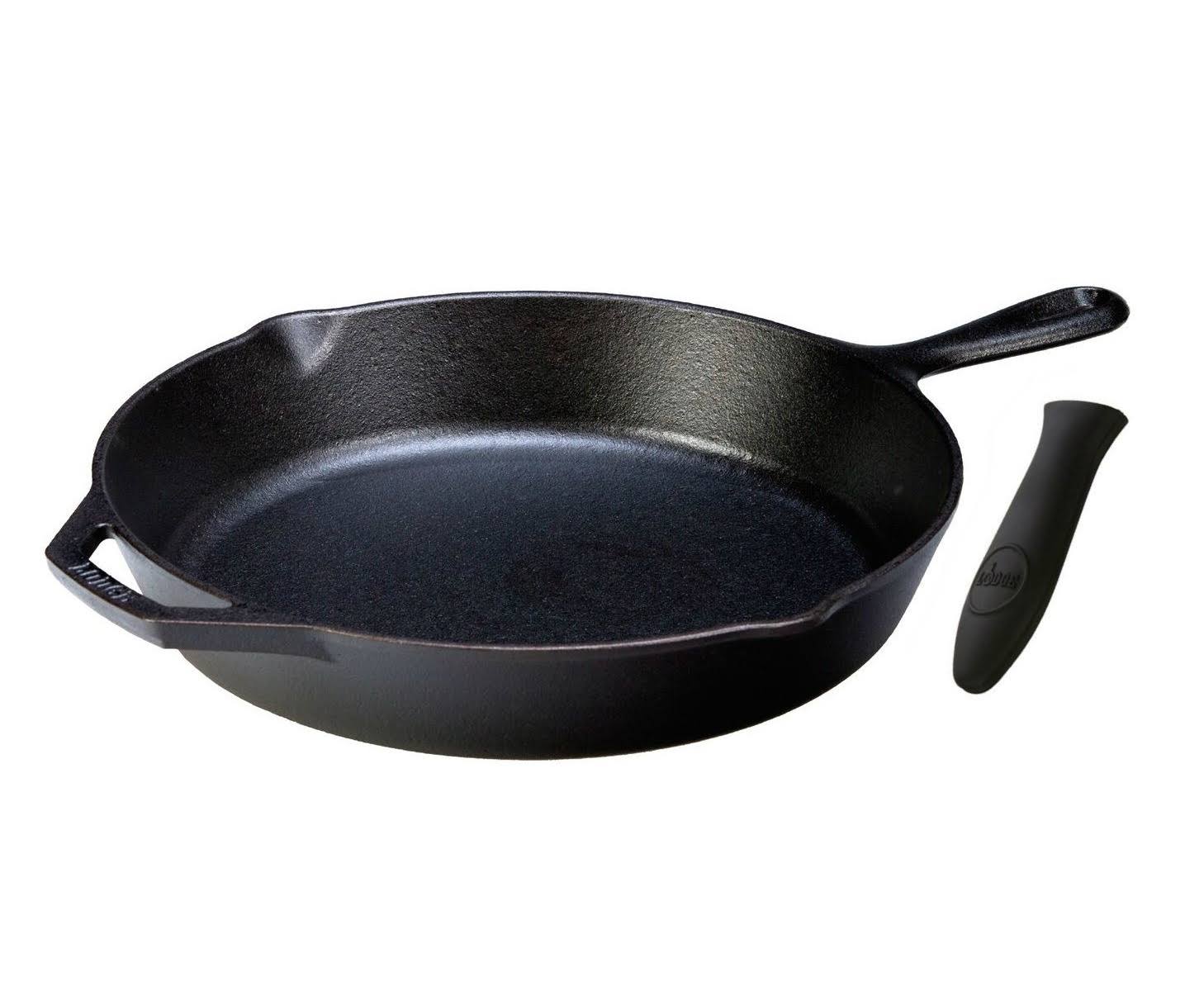 Lodge Seasoned Cast Iron Skillet with Hot Handle Holder - 10.25 Inches Cast Iron Frying Pan with Silicone Hot Handle Holder