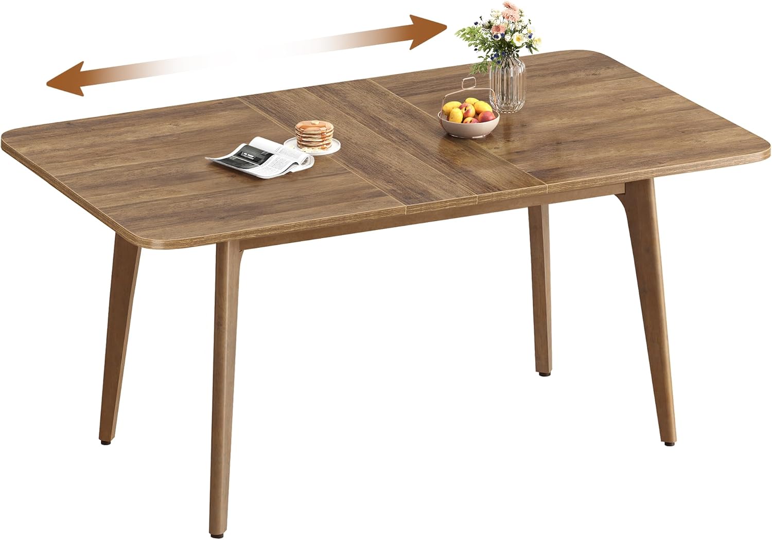 Table salle à manger plateau extensible charge 120 kg marron miel