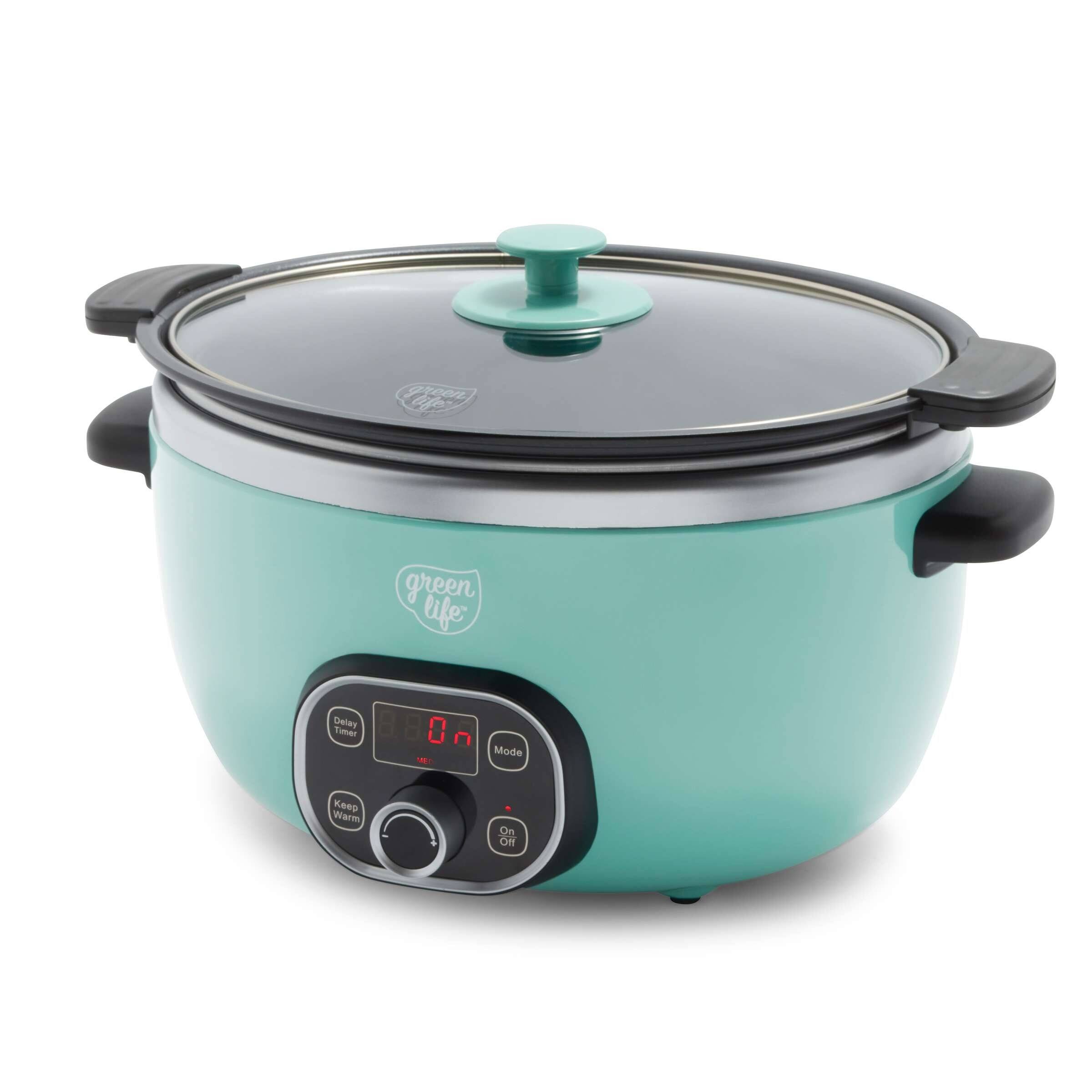 GreenLife Healthy Cook Duo 6 Quart Slow Cooker, Turquoise
