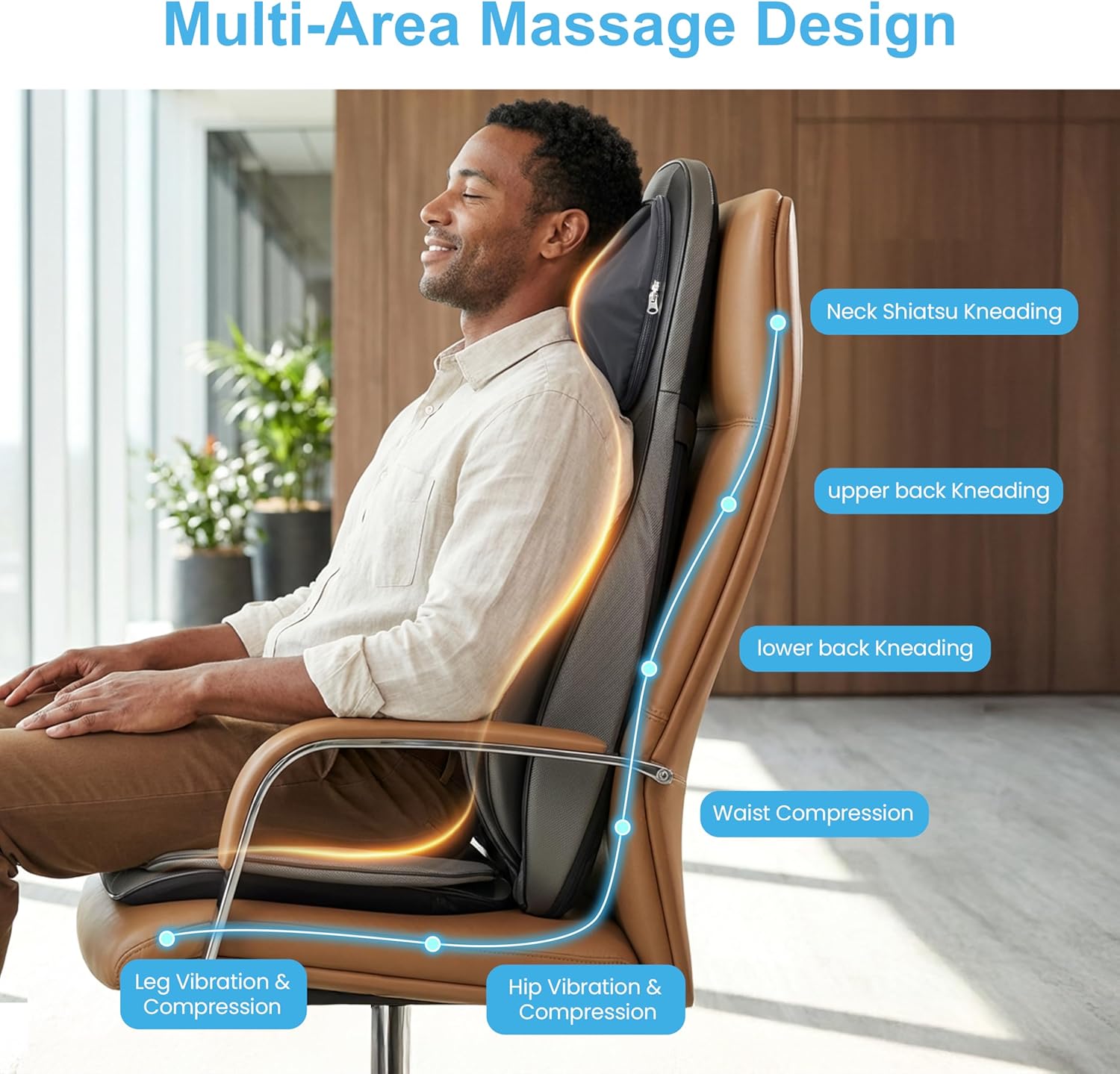 Siège massant Shiatsu dos cou pétrissage 2D 3D chaleur compresse réglable massage complet corps
