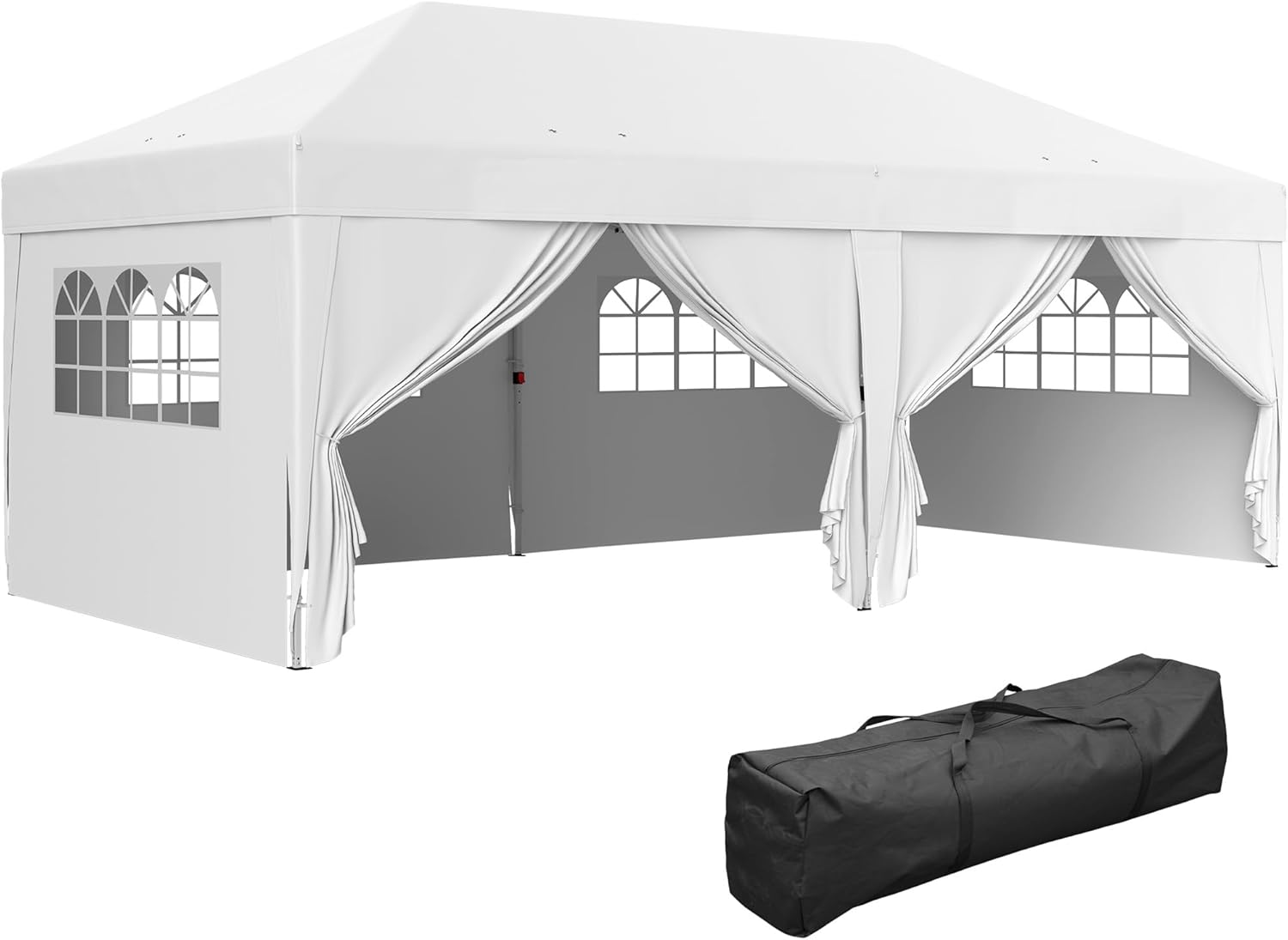 Tonnelle pliante 3x6 m avec parois latérales sac transport blanc