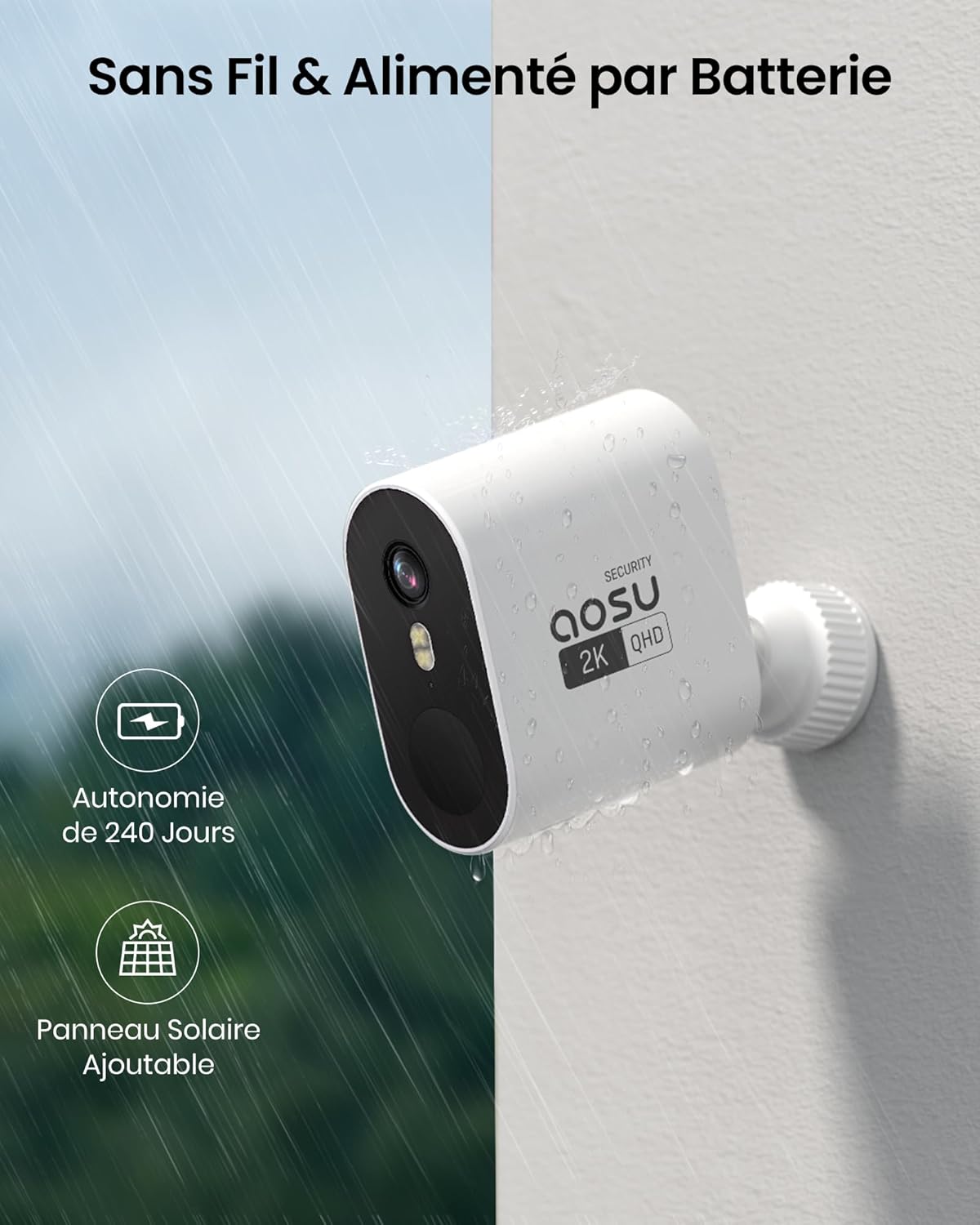 Caméras surveillance 2K kit 4 caméras sans fil autonomie 240 jours détection IA suivi inter caméras