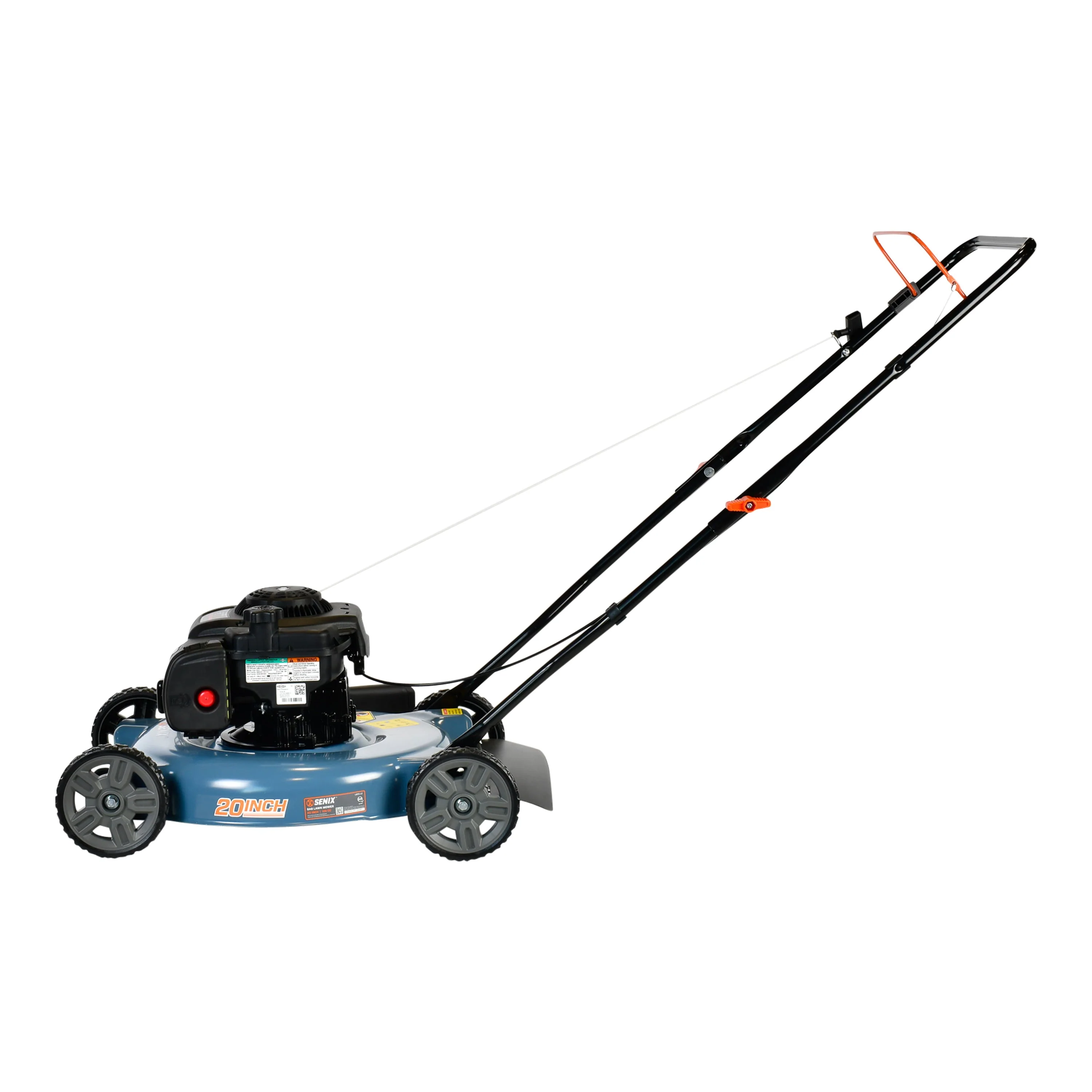 SENIX Gas Lawn Mower, 20 - Inch, 125 Cc 4 - Cycle Briggs & Stratton Engine, Push Lawnmower with Side Discharge, 3 - Position Height Adjustment, LSPG - L2, Blue