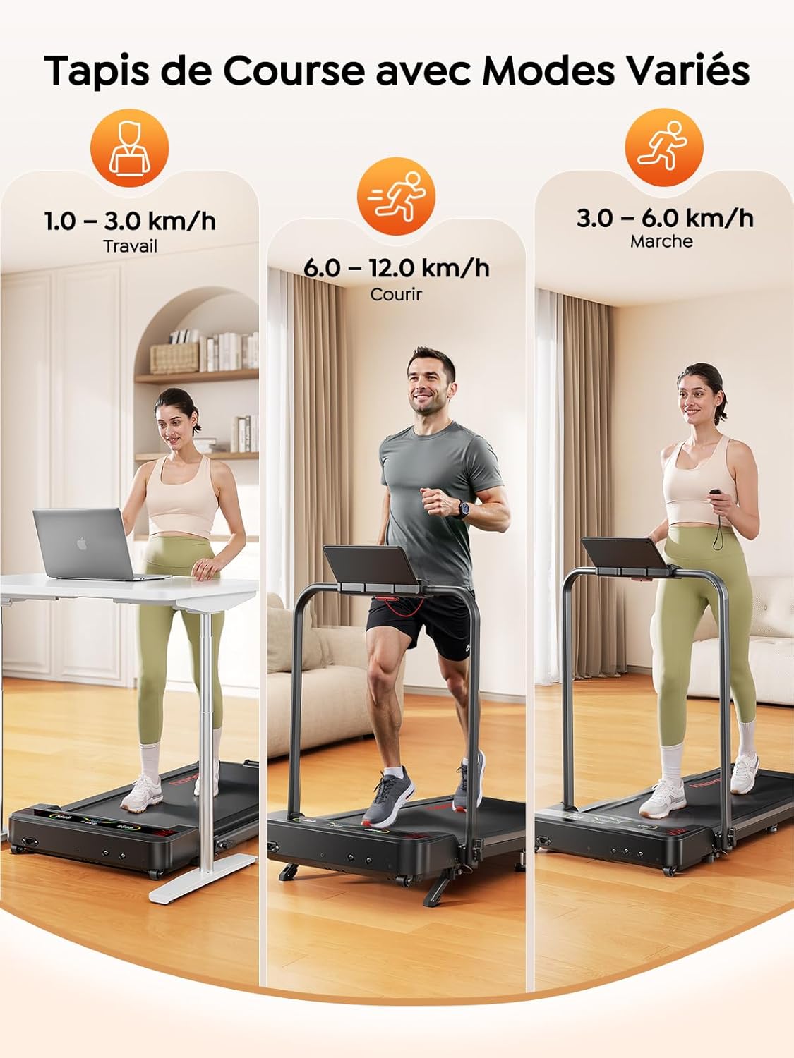 Tapis de course pliable 5 en 1 LED inclinable 9% moteur silencieux double écran 1 à 12 km/h compact maison bureau 120 kg