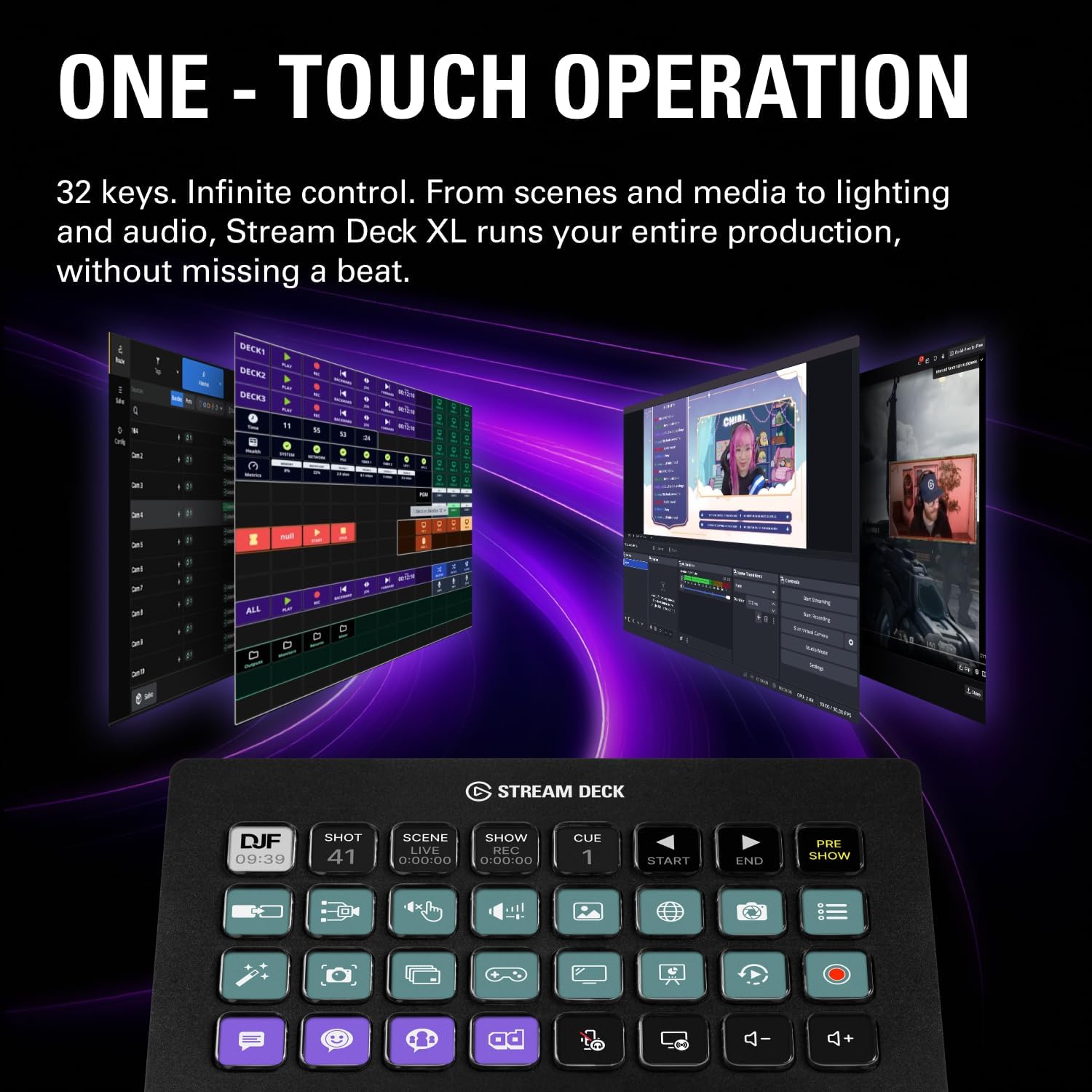 Contrôleur studio Stream Deck XL 32 touches macro actions OBS Twitch YouTube compatible Mac PC