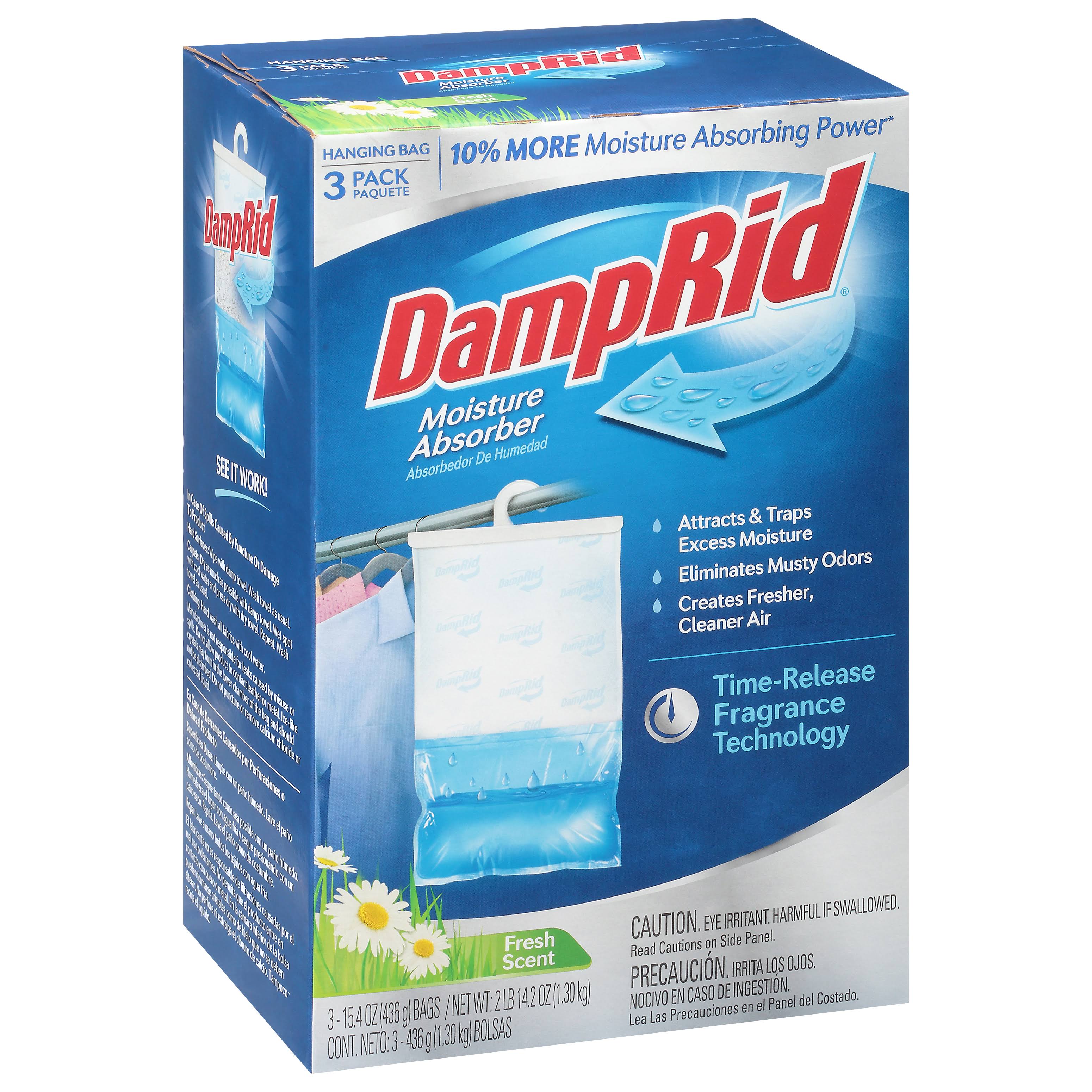 Damprid Moisture Absorber, Fresh Scent, Hanging Bag, 3 Pack - 3 pack, 15.4 oz bags