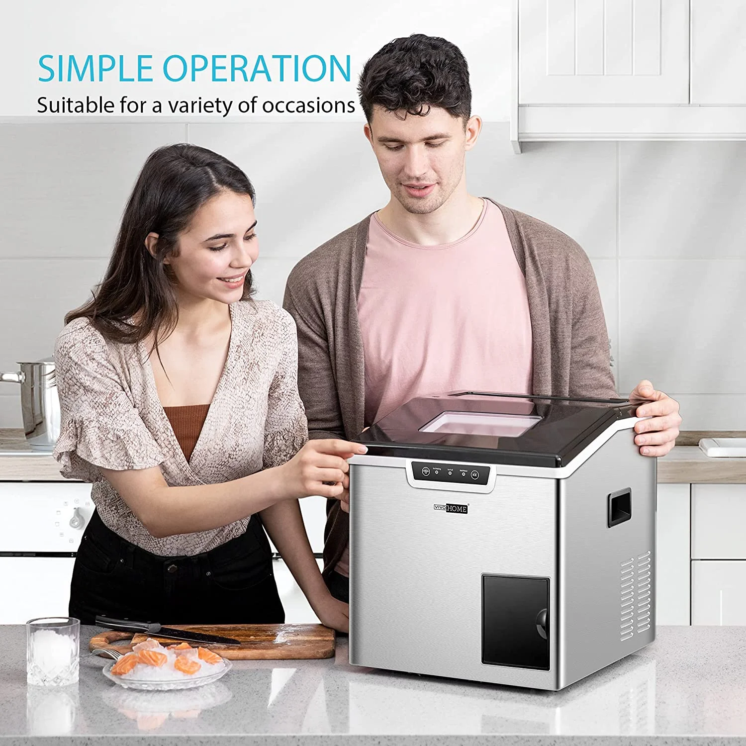 VIVOHOME 2 in 1 Countertop Ice Maker & Ice Shaver Machine, 33 lb/Day