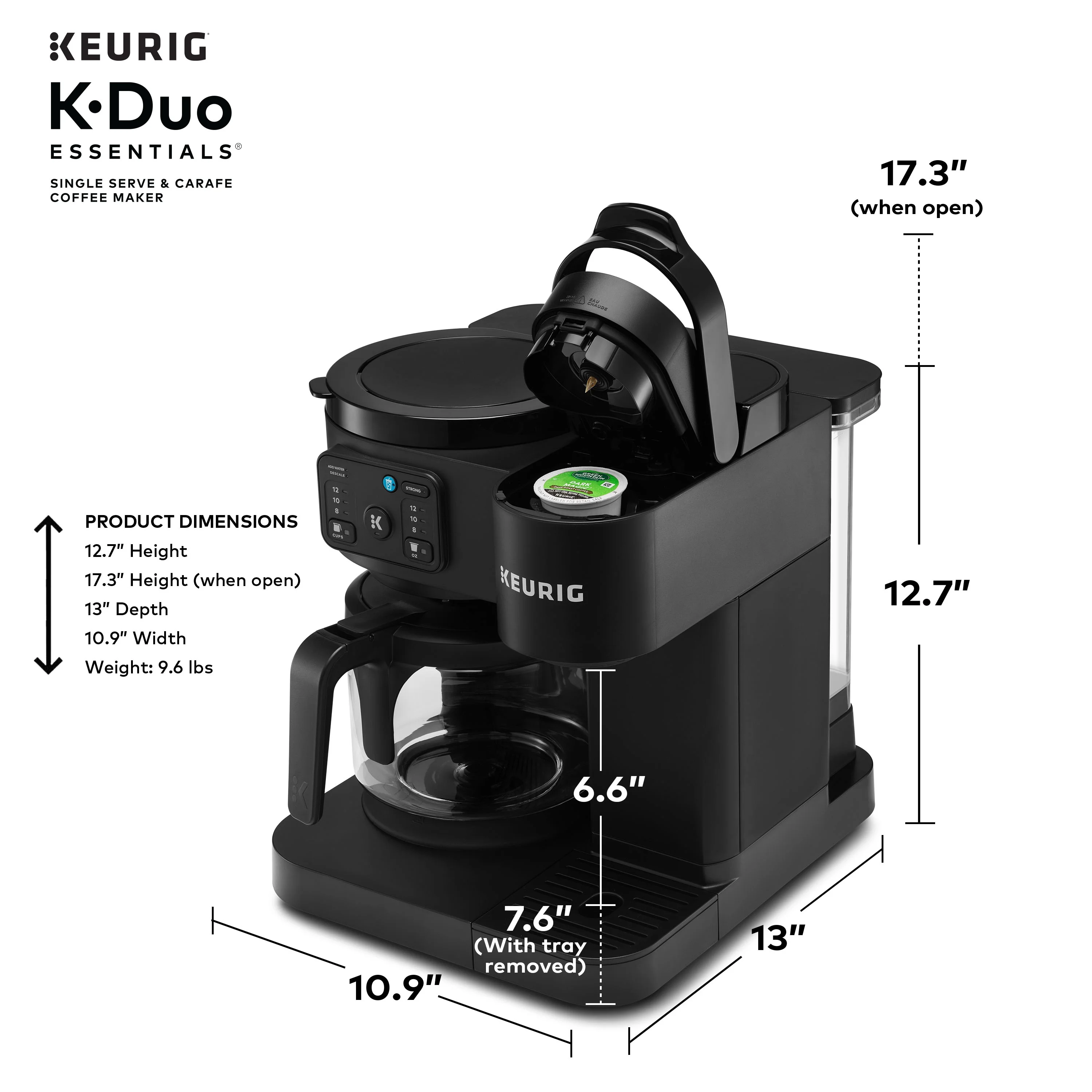 Keurig K - Duo Essentials, Hot & Iced Single - Serve K - Cup Pod Coffee Maker & Carafe, Moonlight Grey