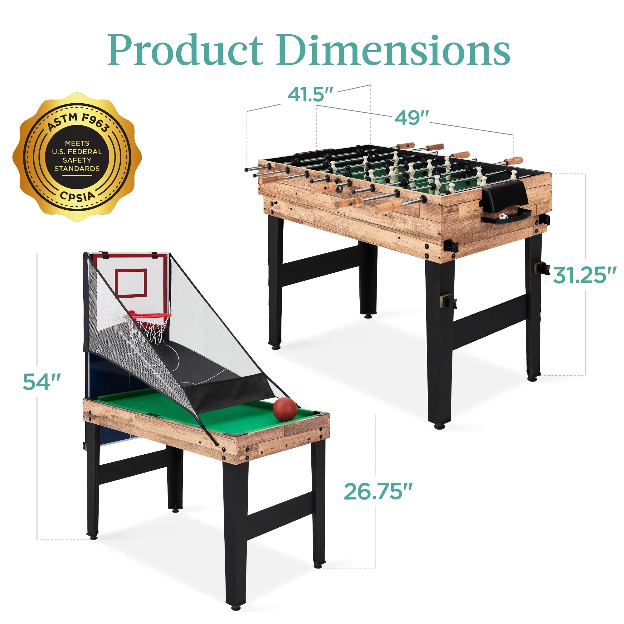 Best Choice Products 13 - in - 1 Combo Game Table Set W/ Ping Pong, Foosball, Basketball, Hockey, Archery - Natural