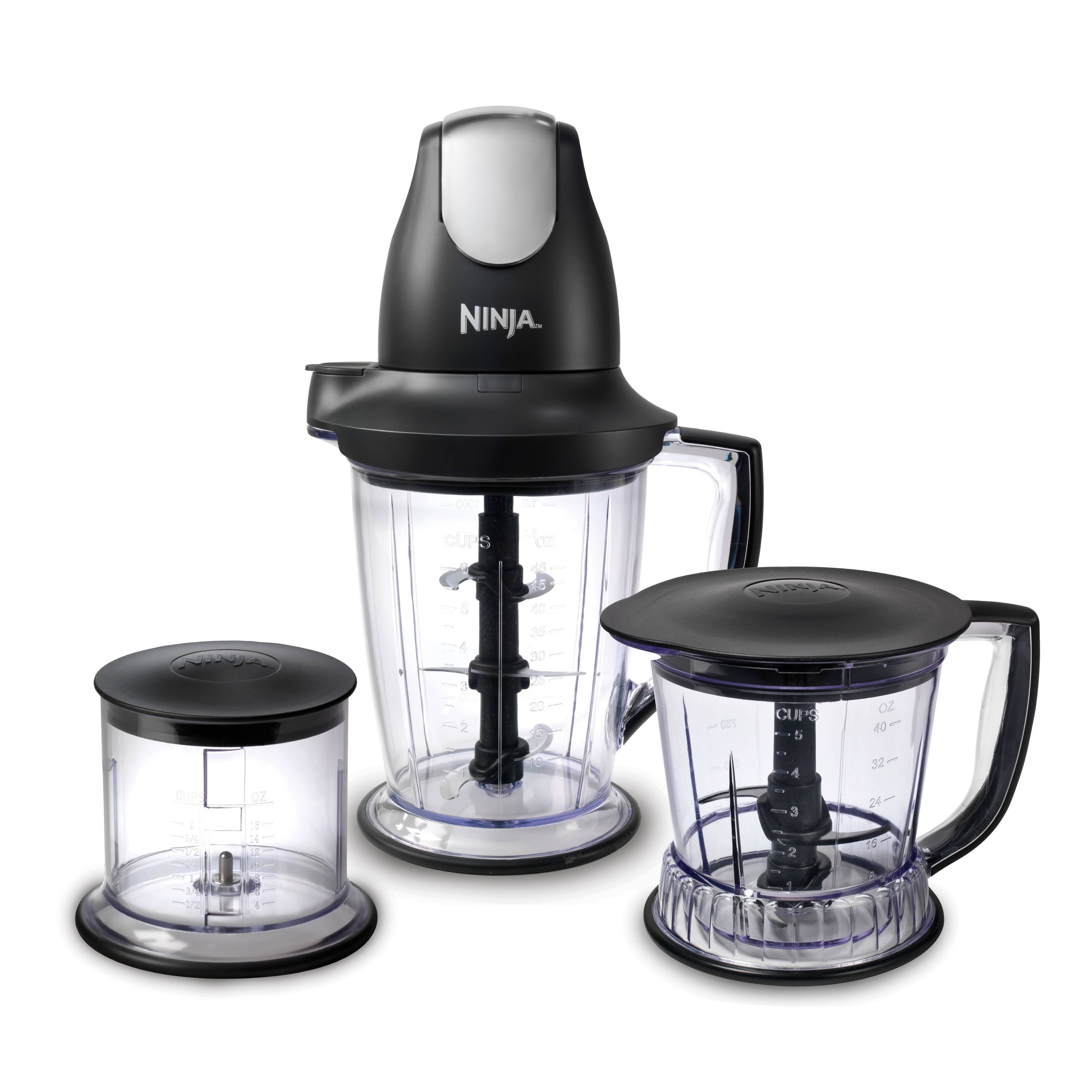 Ninja QB1004 Blender/Food Processor with 450-Watt Base, 48oz Pitcher, 16oz Chopper Bowl, and 40oz Processor Bowl for Shakes, Smoothies, and Meal Prep