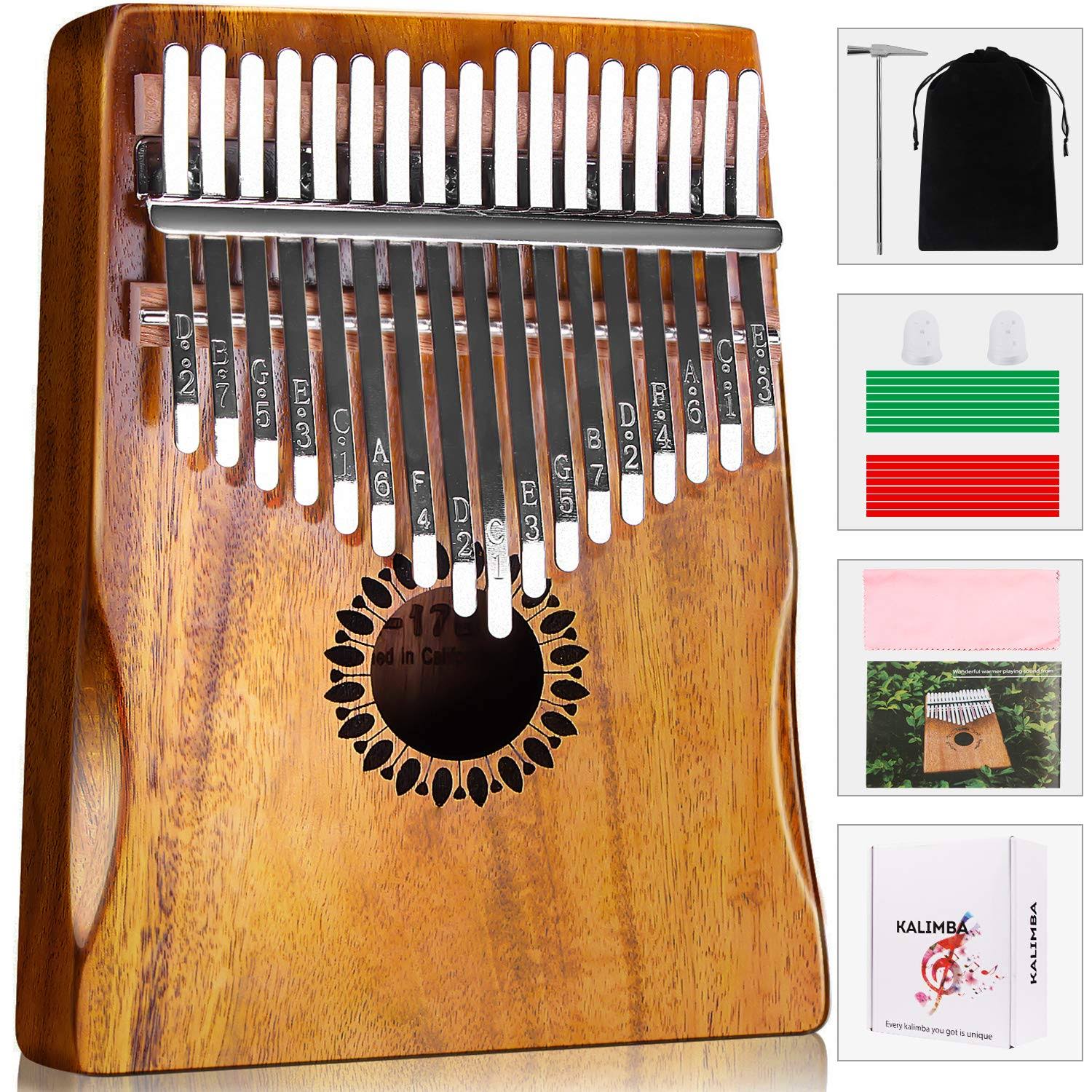 Newlam Kalimba Thumb Piano 17 Keys, Portable Mbira Finger Piano Gifts for Kids