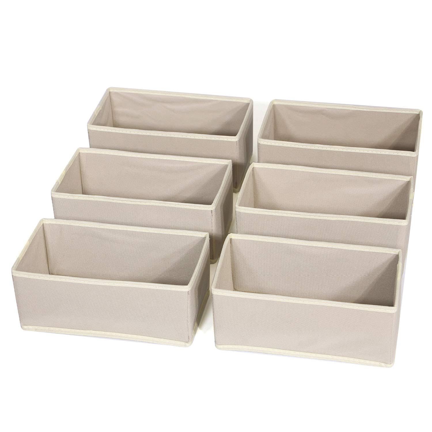 DIOMMELL 6 Pack Foldable Cloth Storage Box Closet Dresser Drawer Organizer Fabric Baskets Bins Containers Divider for Clothes Underwear Bras Socks