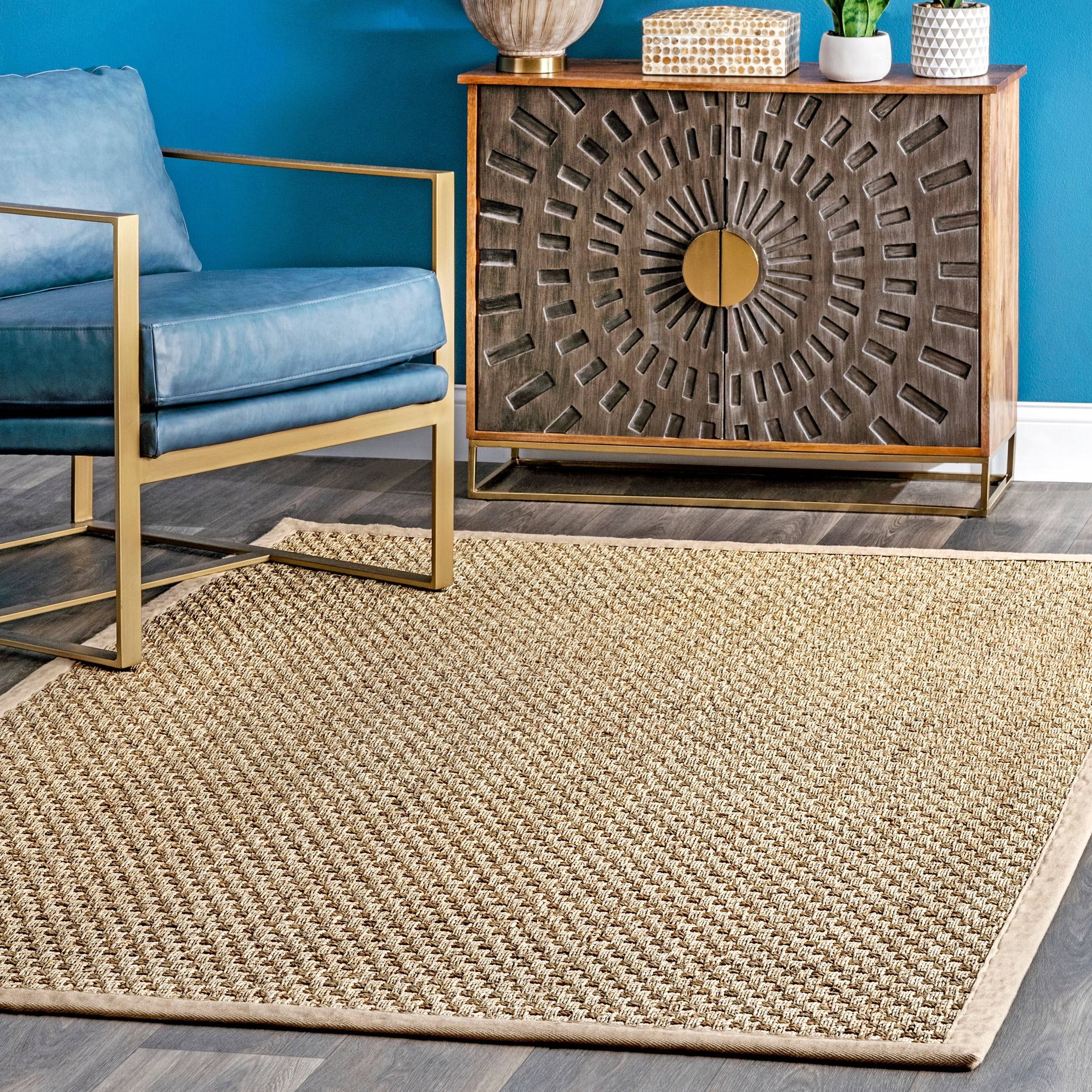 nuLOOM Hesse Checker Weave Seagrass Area Rug, 6' x 9', Natural