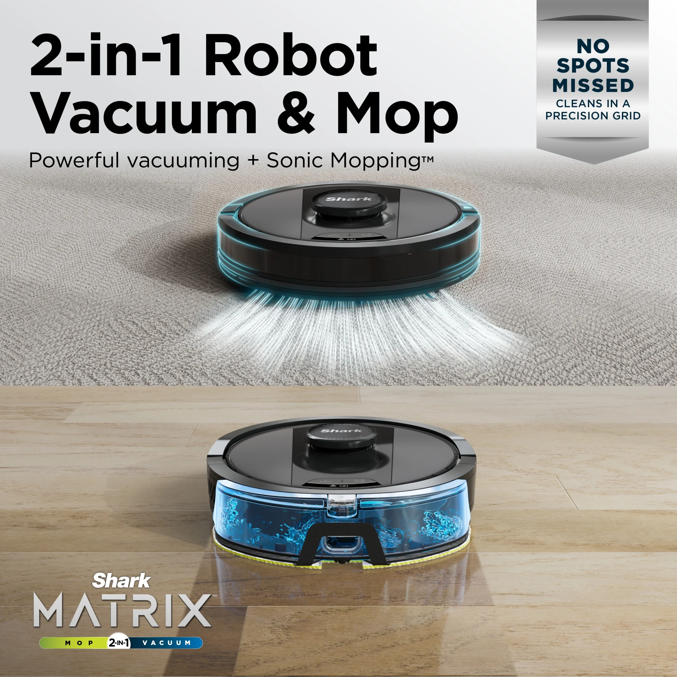 Shark Matrix Robot Vacuum & Mop, Auto Empty, Carpets and Hard Floors, 30 - Day Capacity Base, Precision Home Mapping, Pet - Friendly, Wi - Fi, RV2400WS