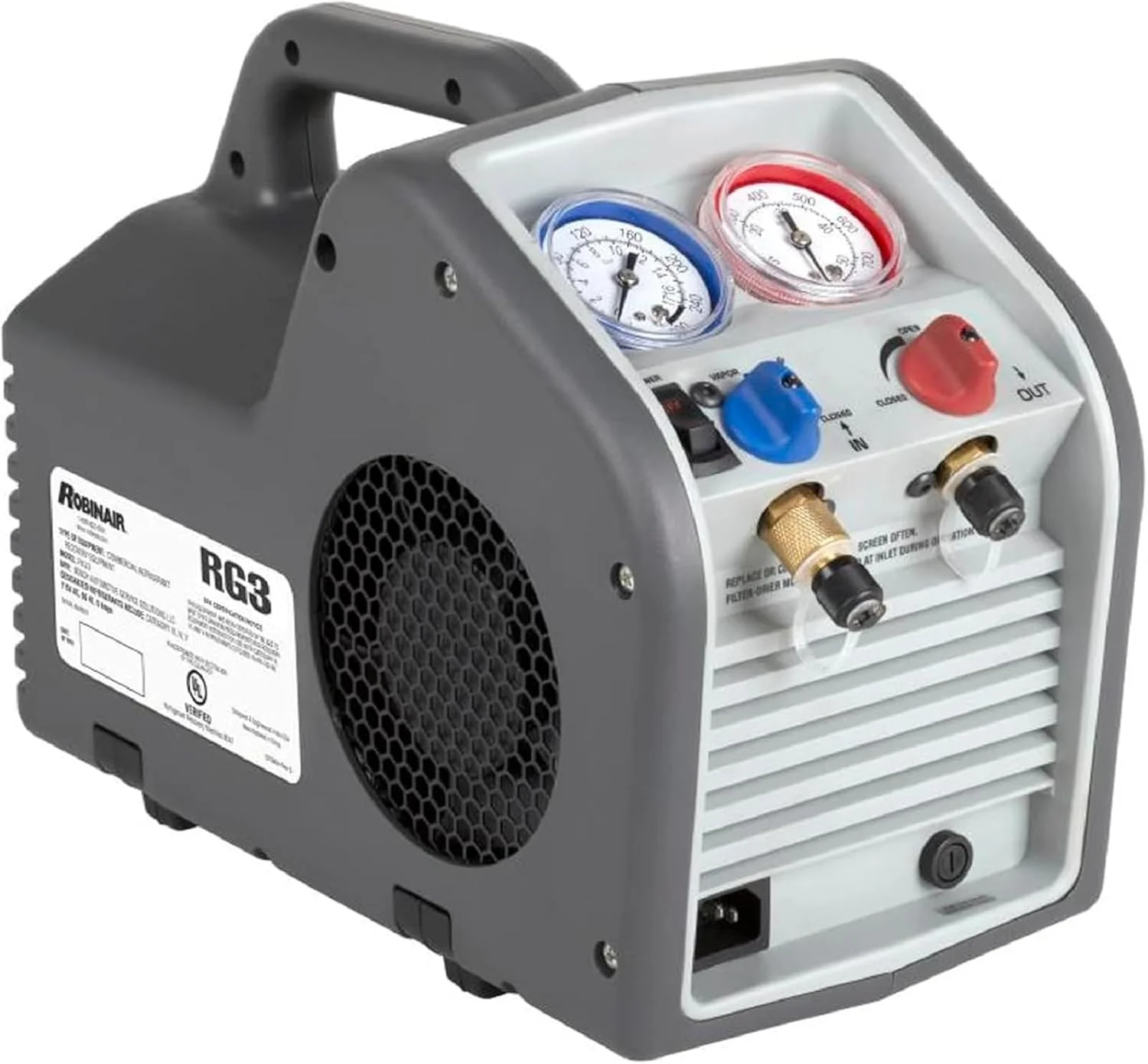 (Portable Refrigerant Recovery Machine C 115V, 60Hz, for Both Liquid and Vapor Refrigerant, White-Robinair