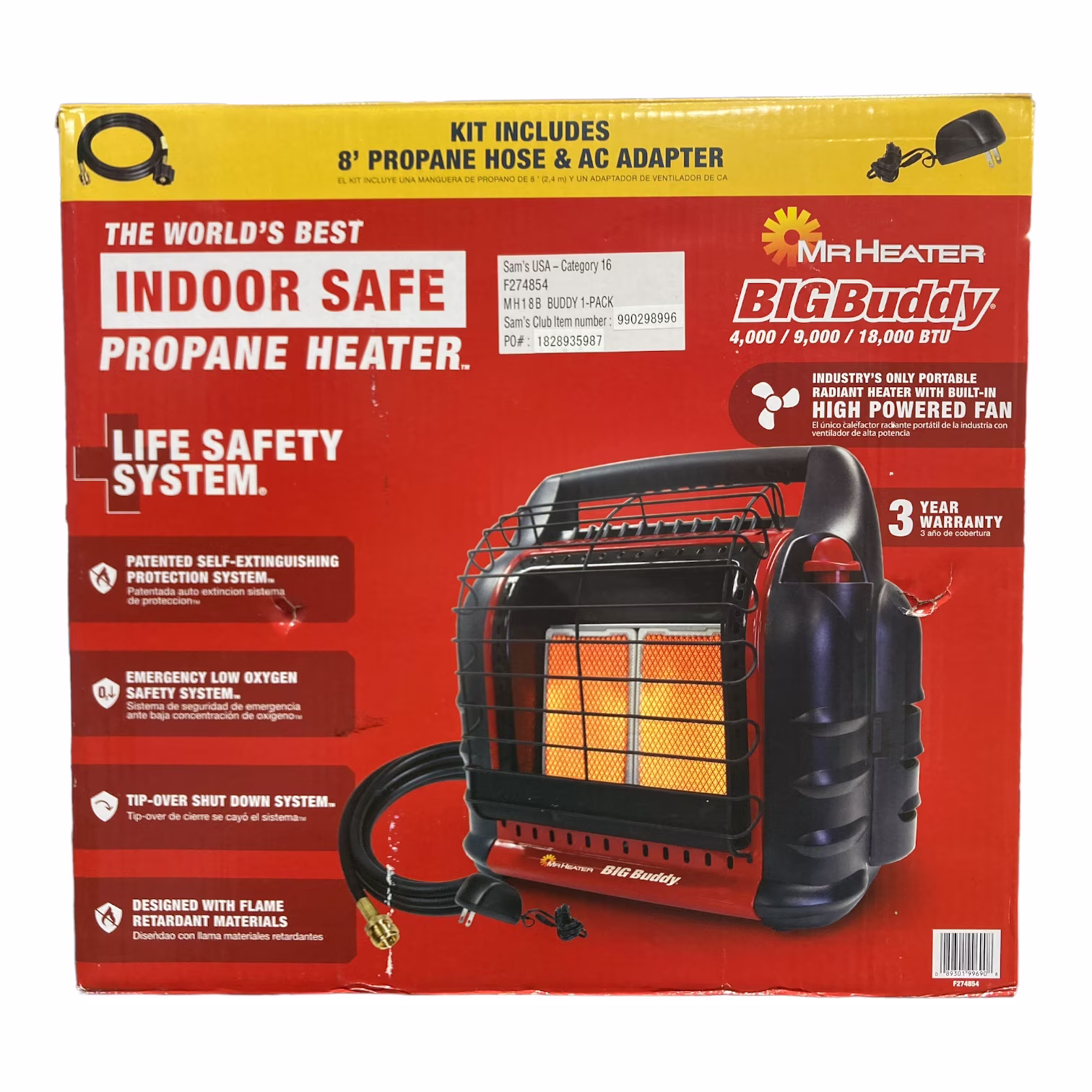 Mr. Heater Propane Space Heater 18, 000 BTU Big Buddy Portable Radiant 450 Sq Ft