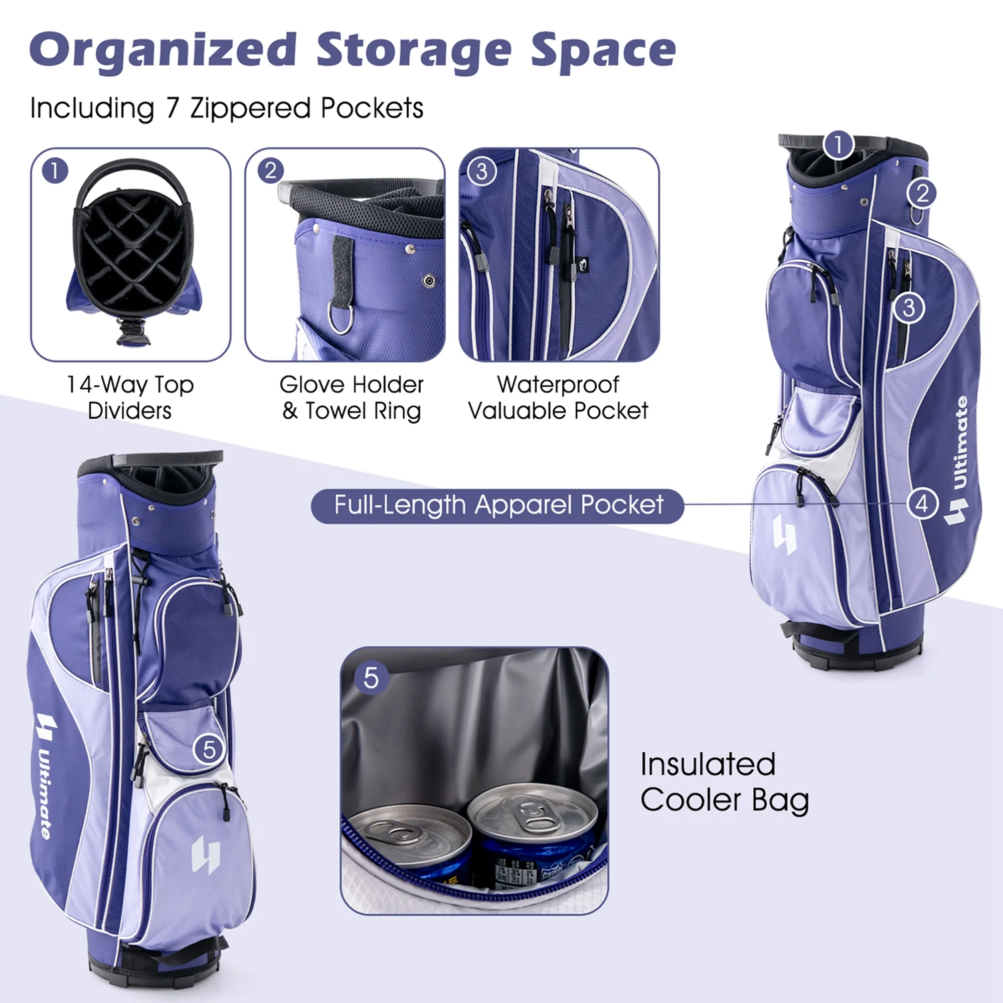 Ultimate Womens Complete Golf Club Set Golf Club Package Set W/ Rain Hood, Right Hand Purple